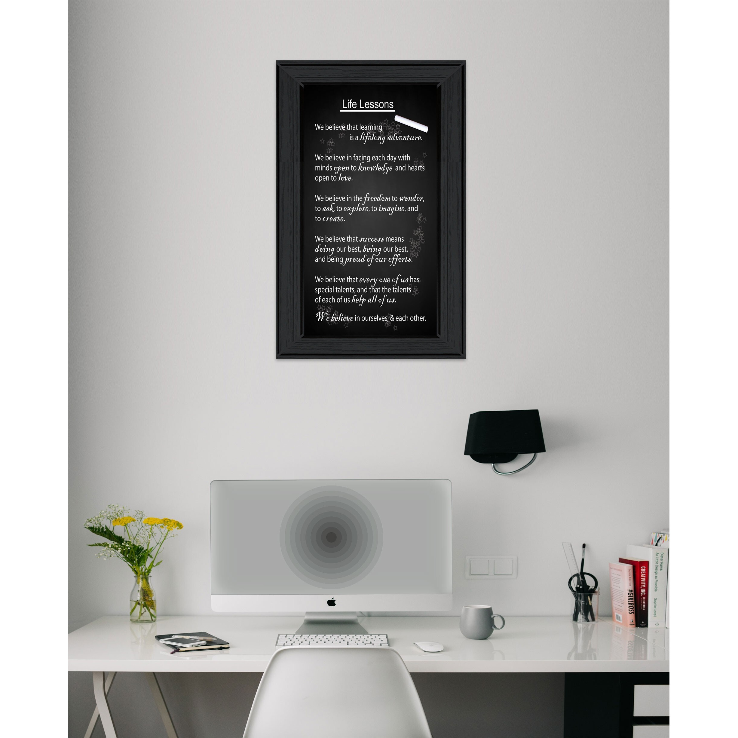 Black And White Life Lessons Black Framed Print Wall Art