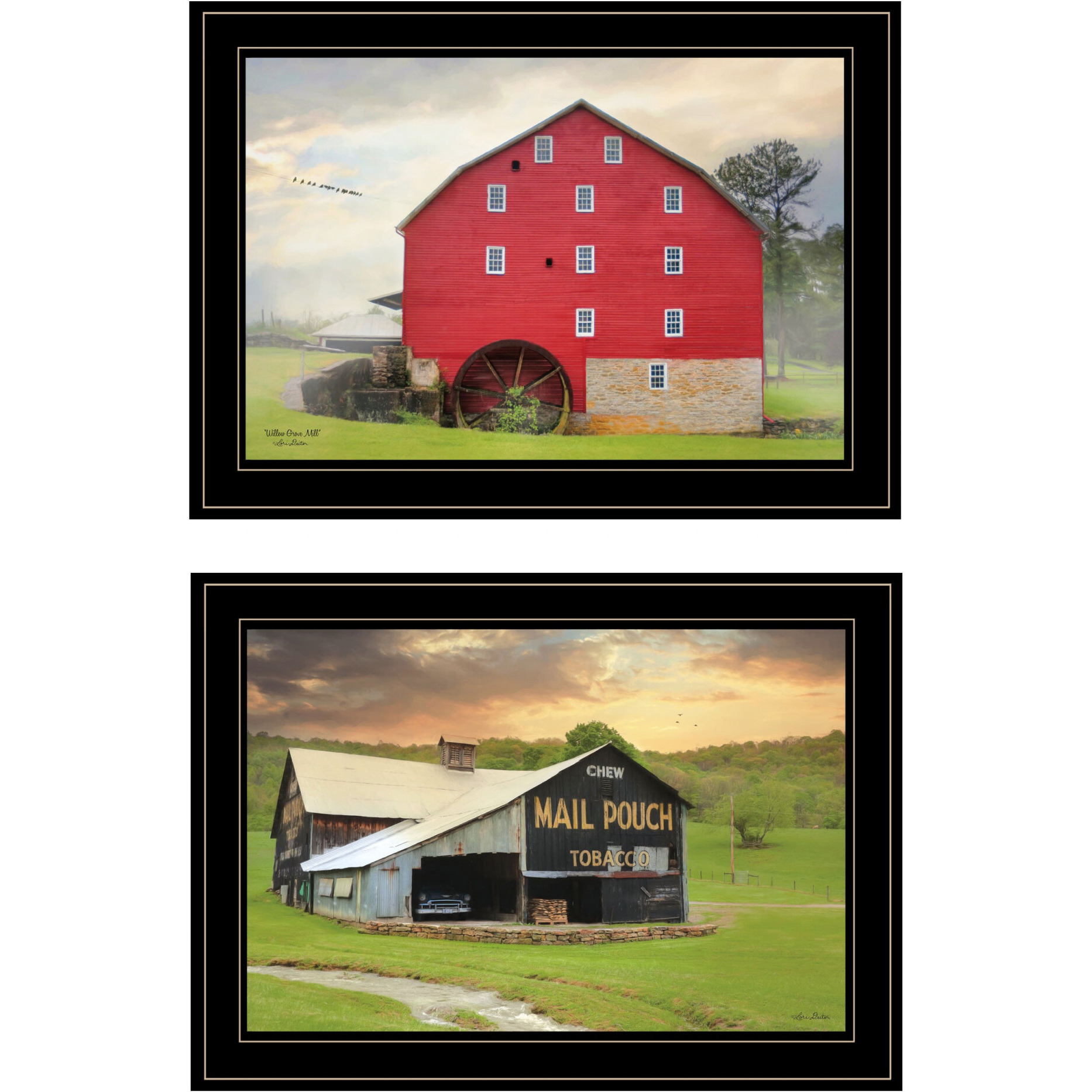 Set Of Two Mail Pouch Barn And Mill 2 Black Framed Print Wall Art