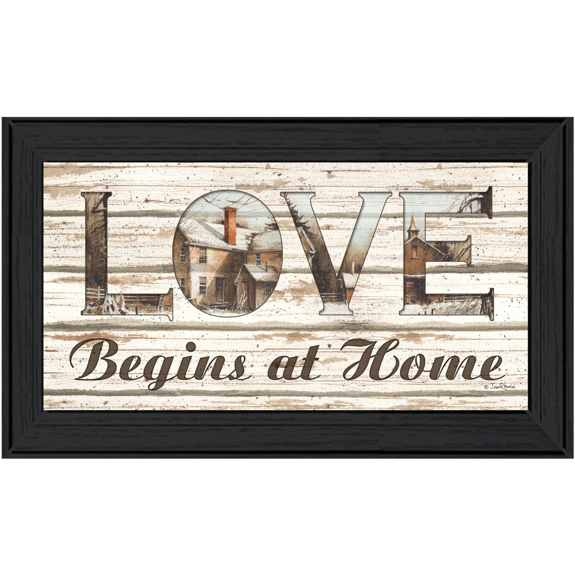 Love Begins At Home 2 Black Framed Print Wall Art