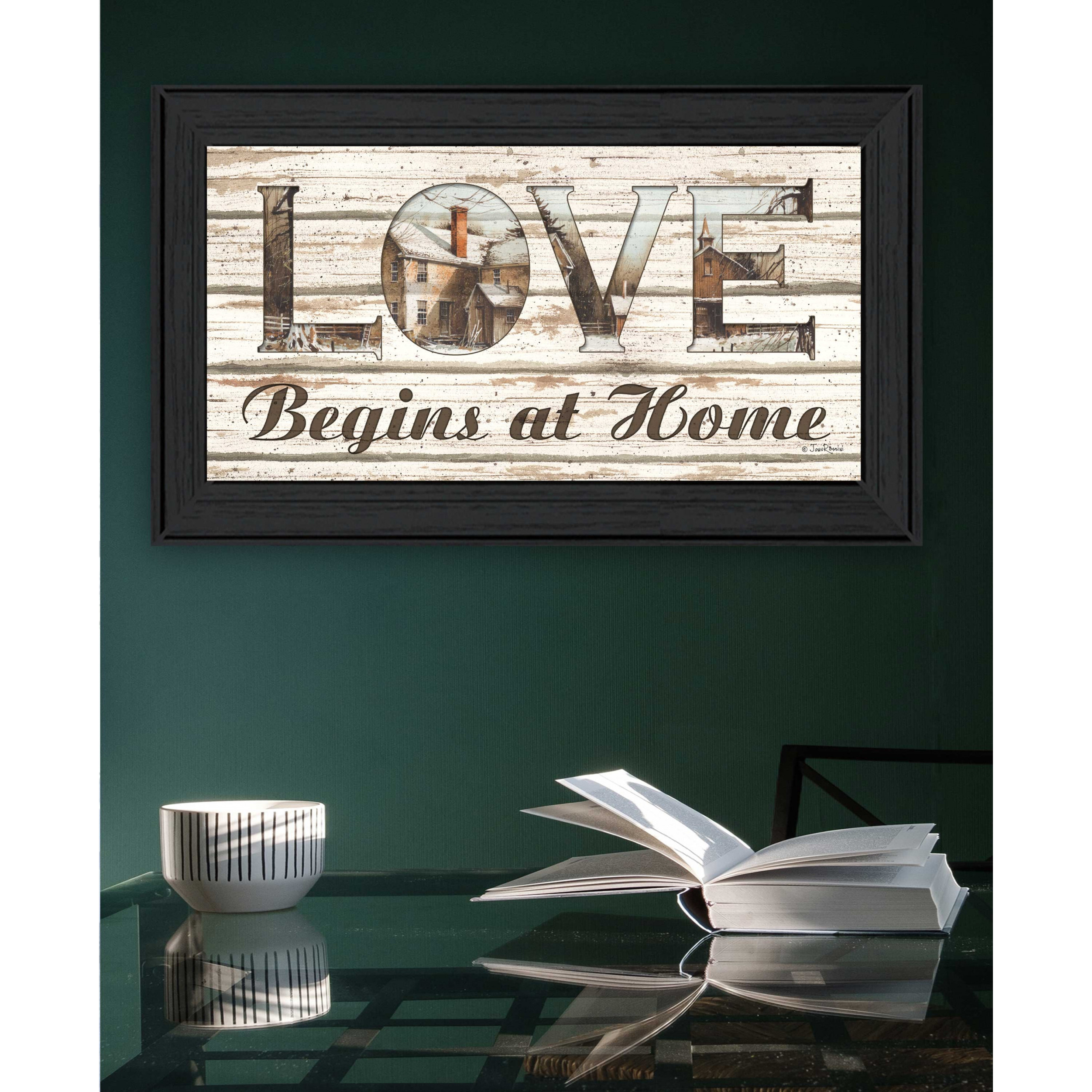 Love Begins At Home 2 Black Framed Print Wall Art