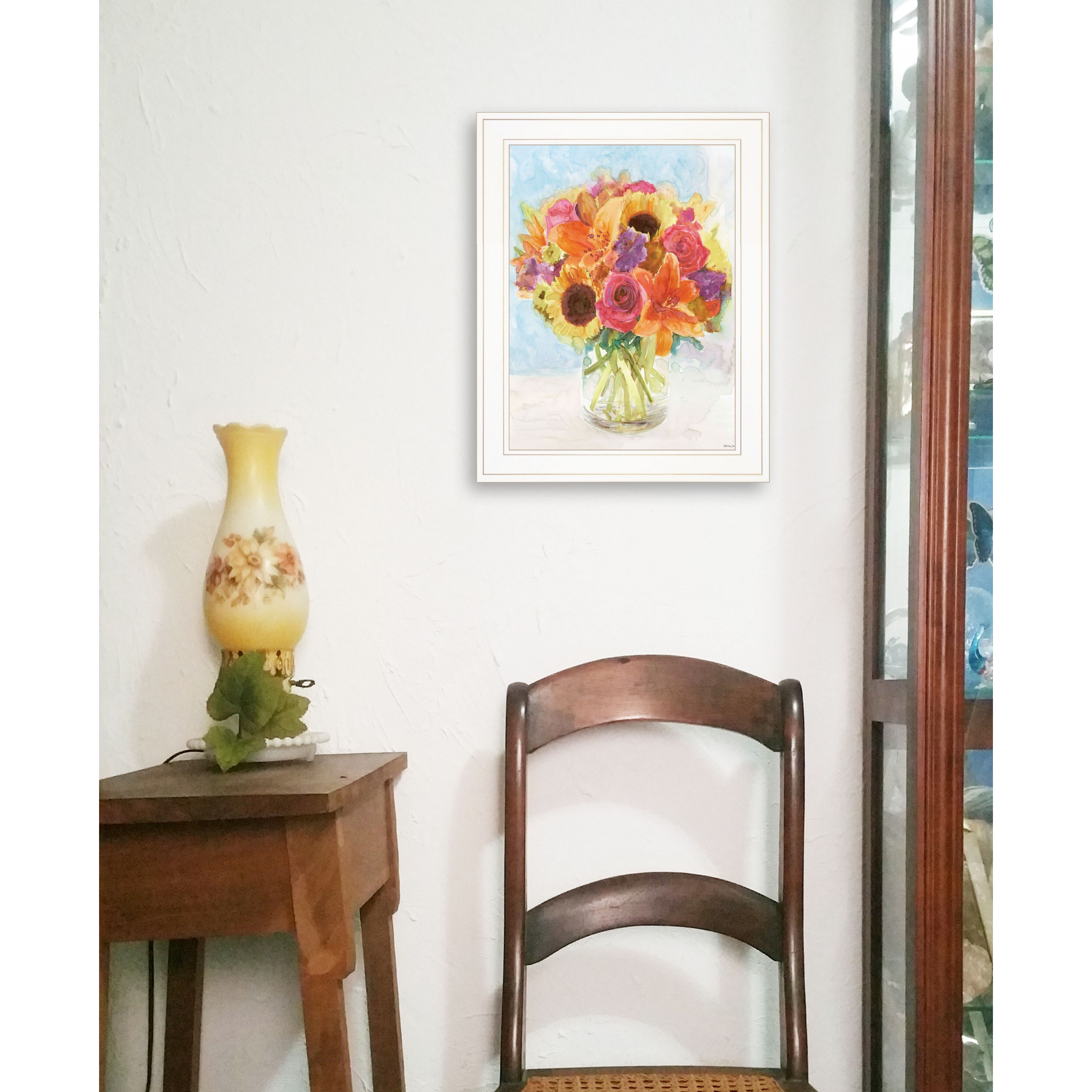 Vases With Flowers 1 White Framed Print Wall Art