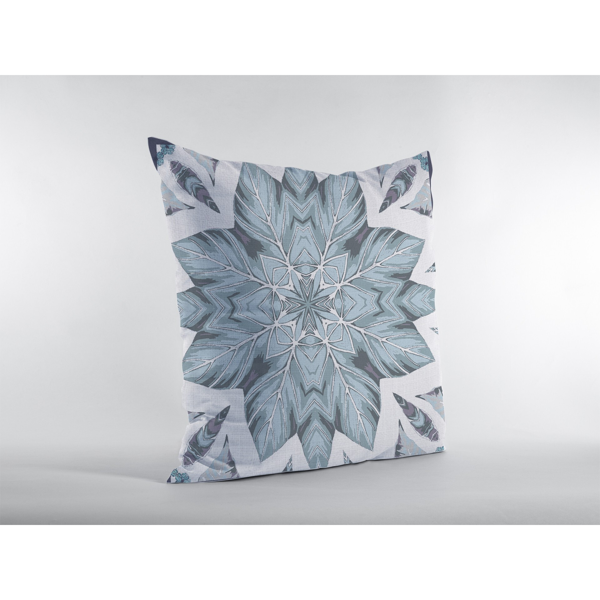 16"" Blue Floral Forest Zippered Suede Throw Pillow