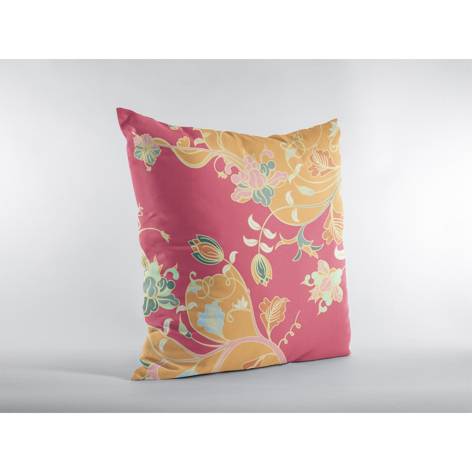 16"" Orange Red Garden Zippered Suede Throw Pillow
