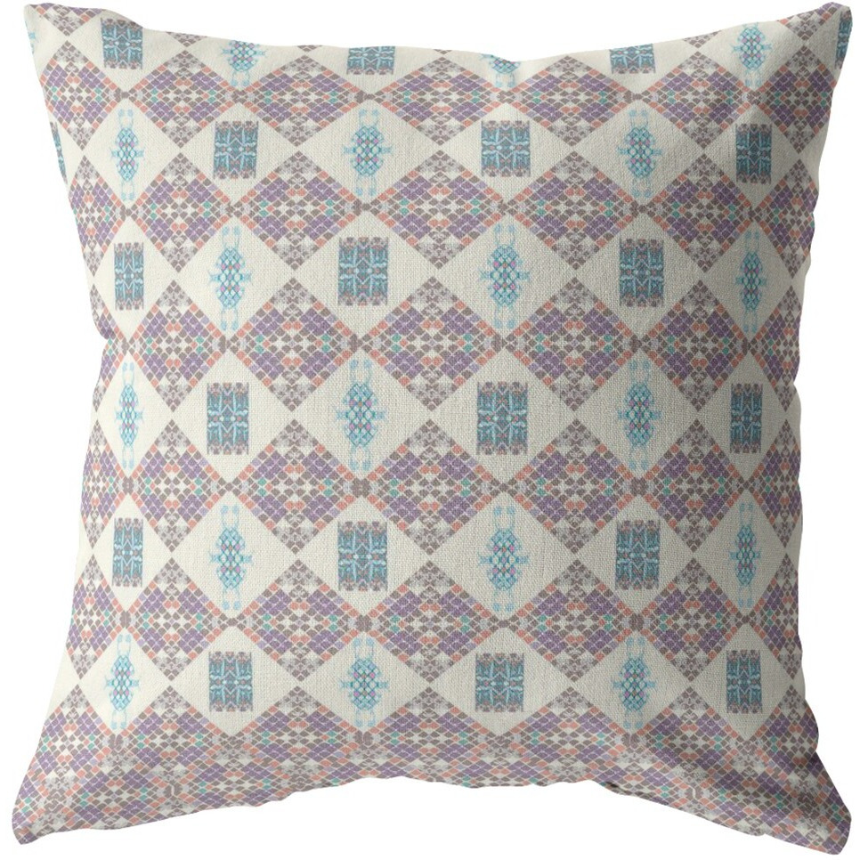 16"" Pink Lattice Zippered Suede Throw Pillow