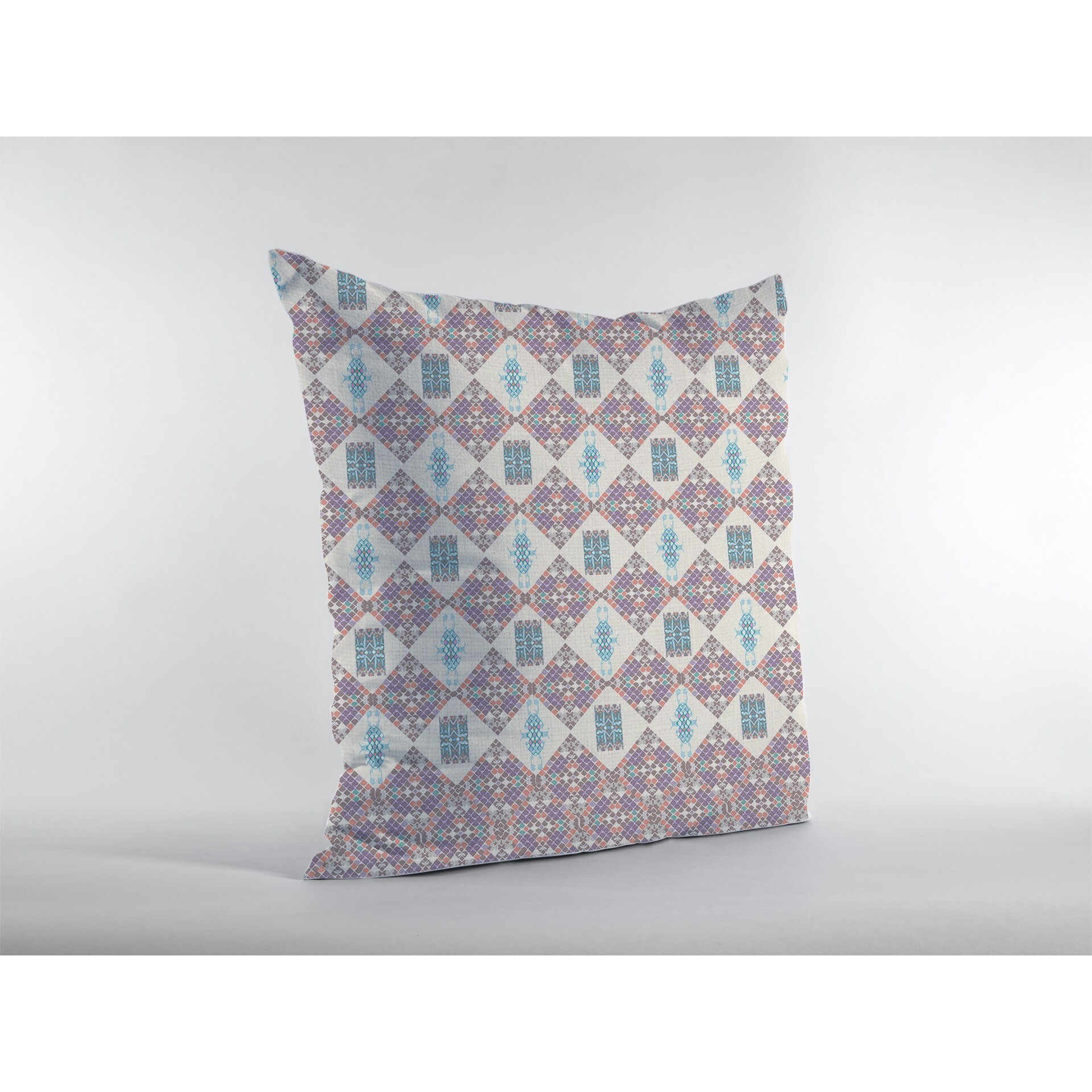 16"" Pink Lattice Zippered Suede Throw Pillow