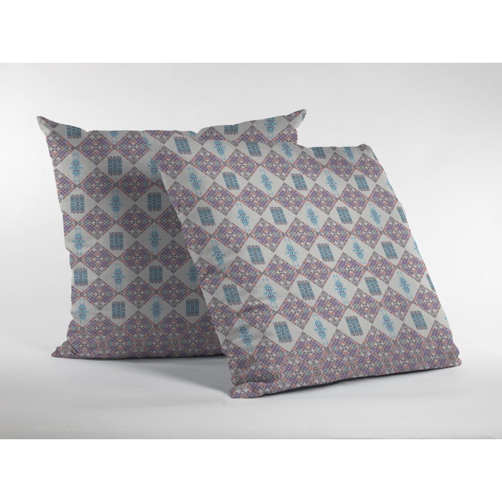 16"" Pink Lattice Zippered Suede Throw Pillow