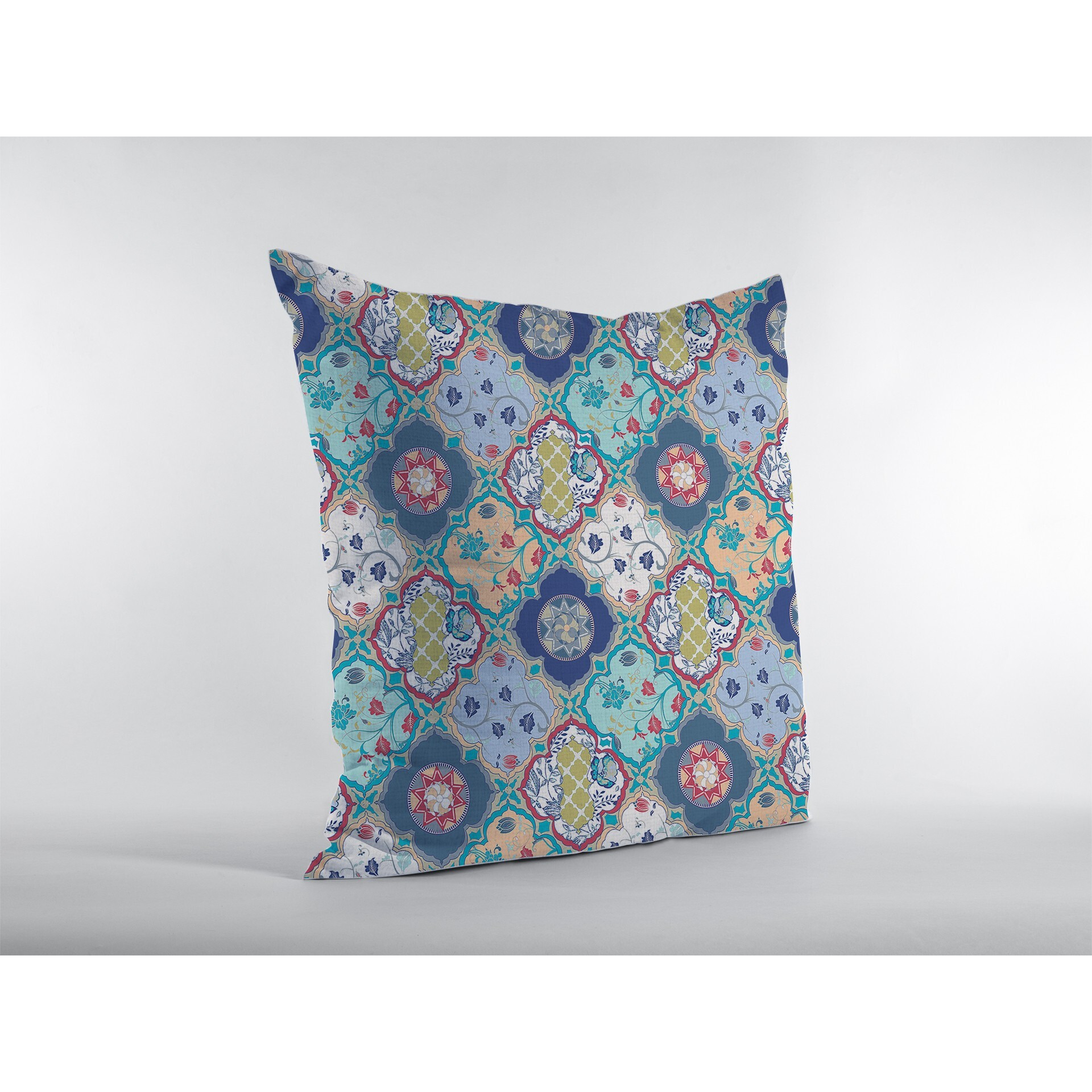 18 Blue Peach Trellis Suede Zippered Throw Pillow