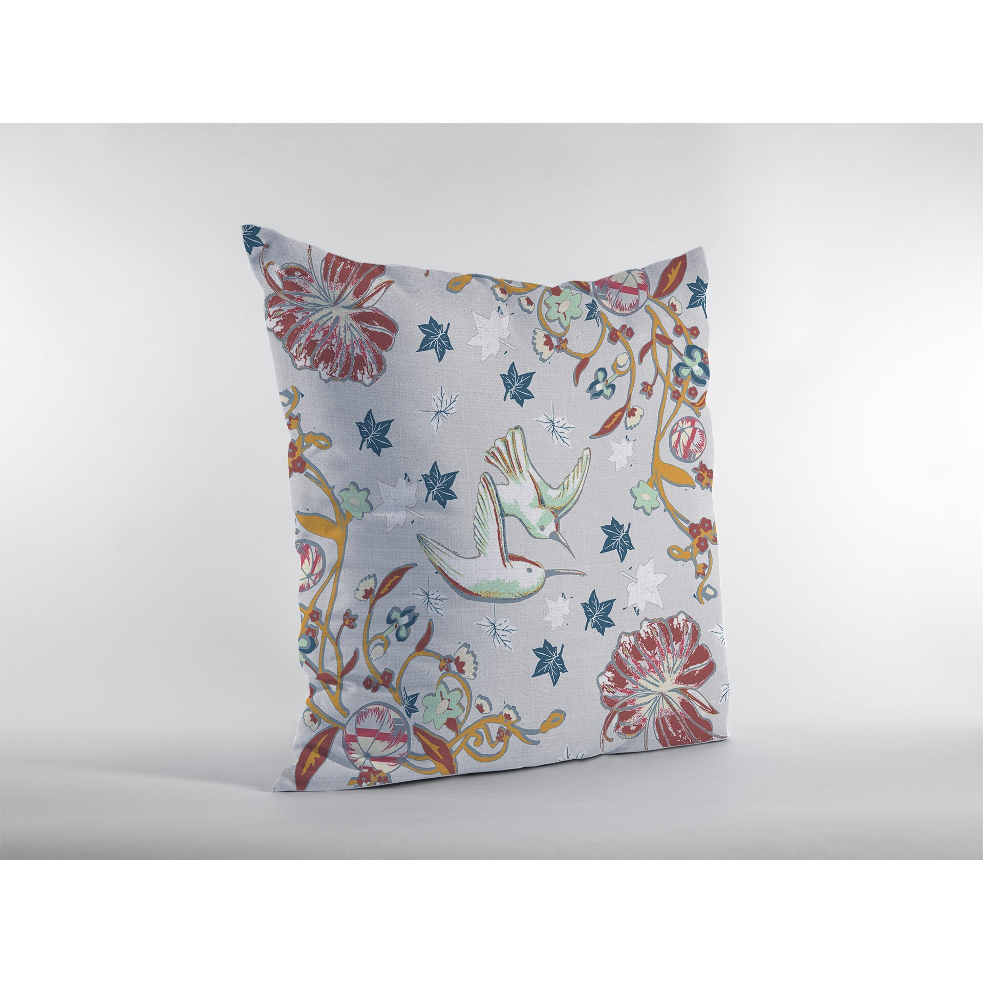 18"" Gray Bird Zippered Double Sided Suede Throw Pillow