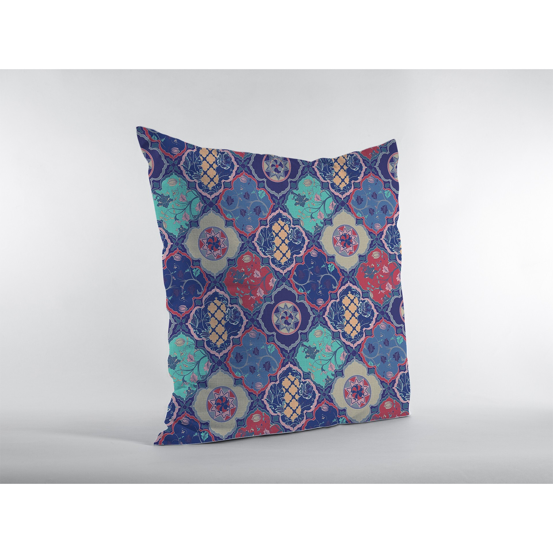 18 Navy Red Trellis Suede Zippered Throw Pillow