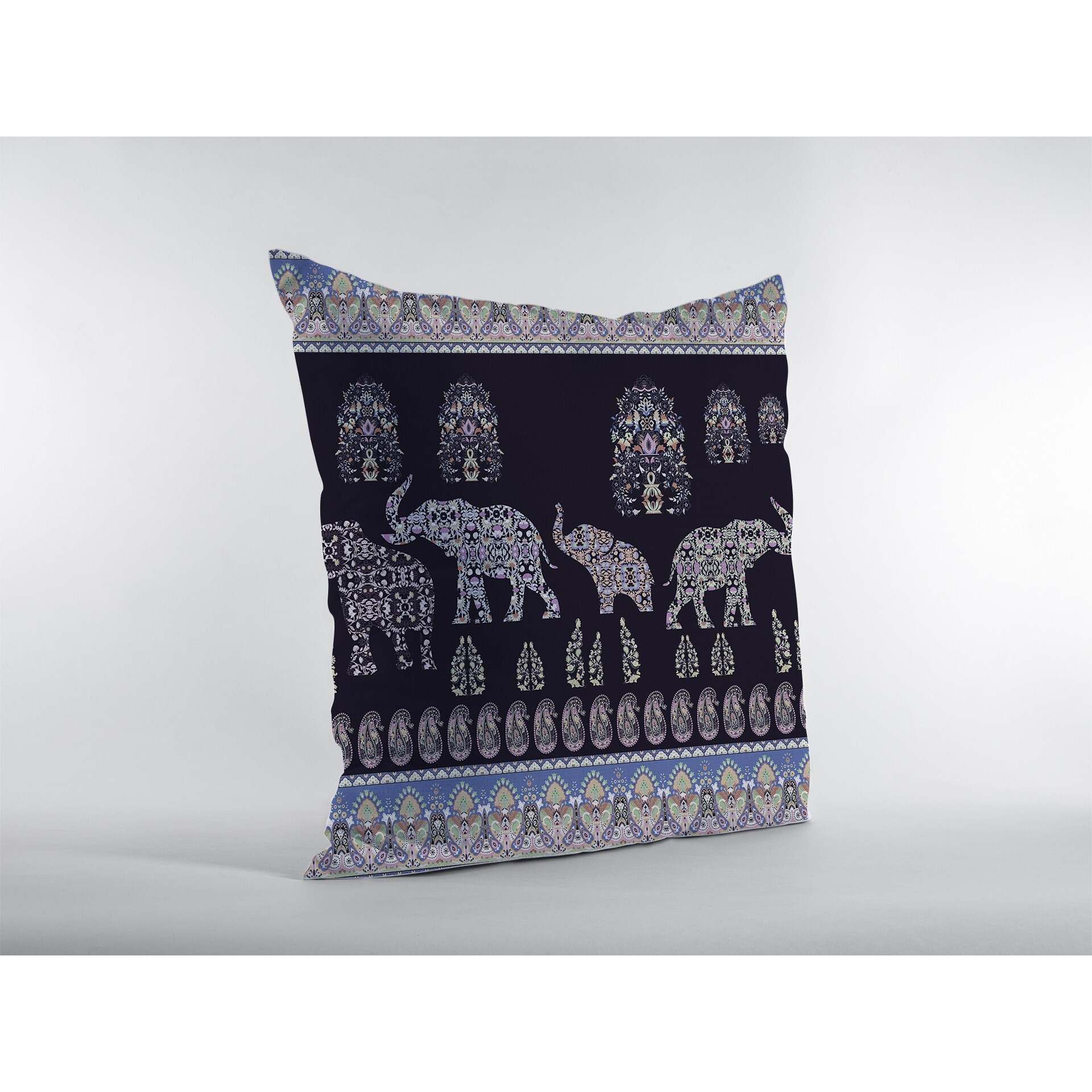 18 Purple Ornate Elephant Zippered Suede Throw Pillow