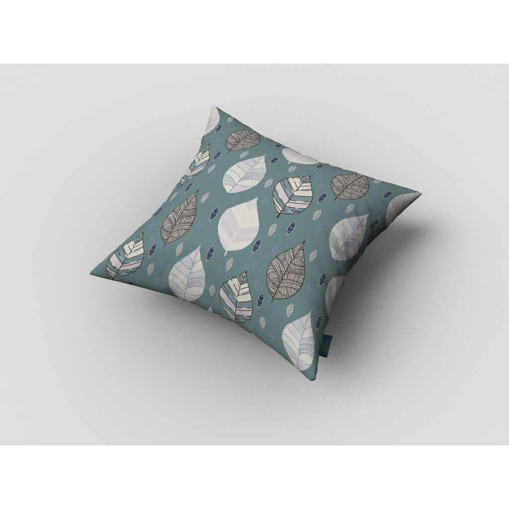 16 Pine Green Leaves Suede Zippered Throw Pillow