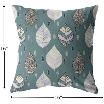 16 Pine Green Leaves Suede Zippered Throw Pillow