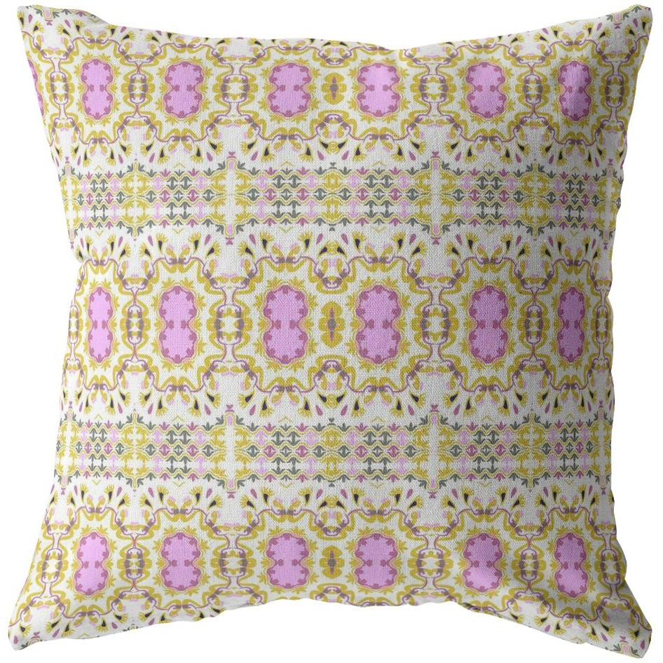 18 Yellow Lavender Geofloral Zippered Suede Throw Pillow
