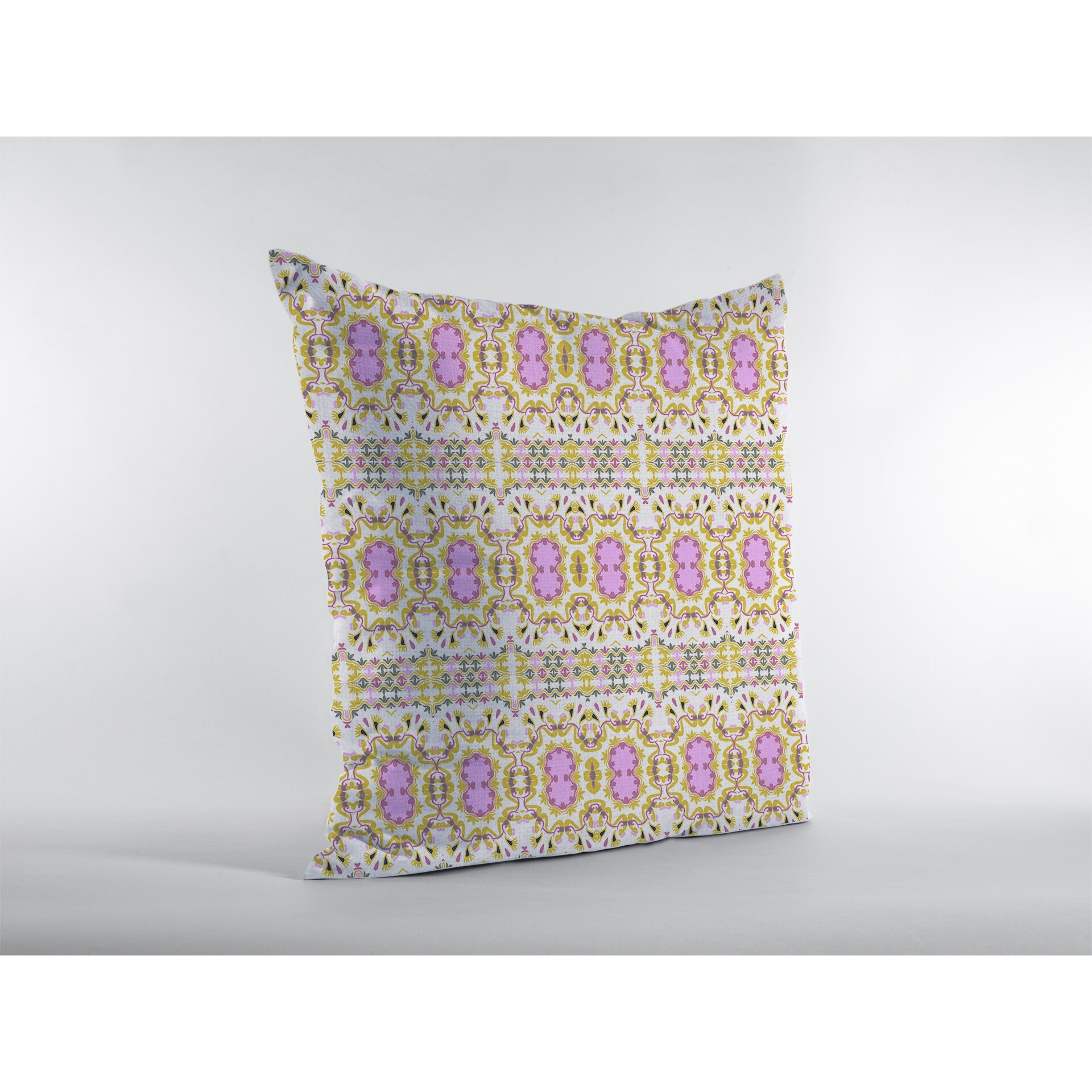18 Yellow Lavender Geofloral Zippered Suede Throw Pillow