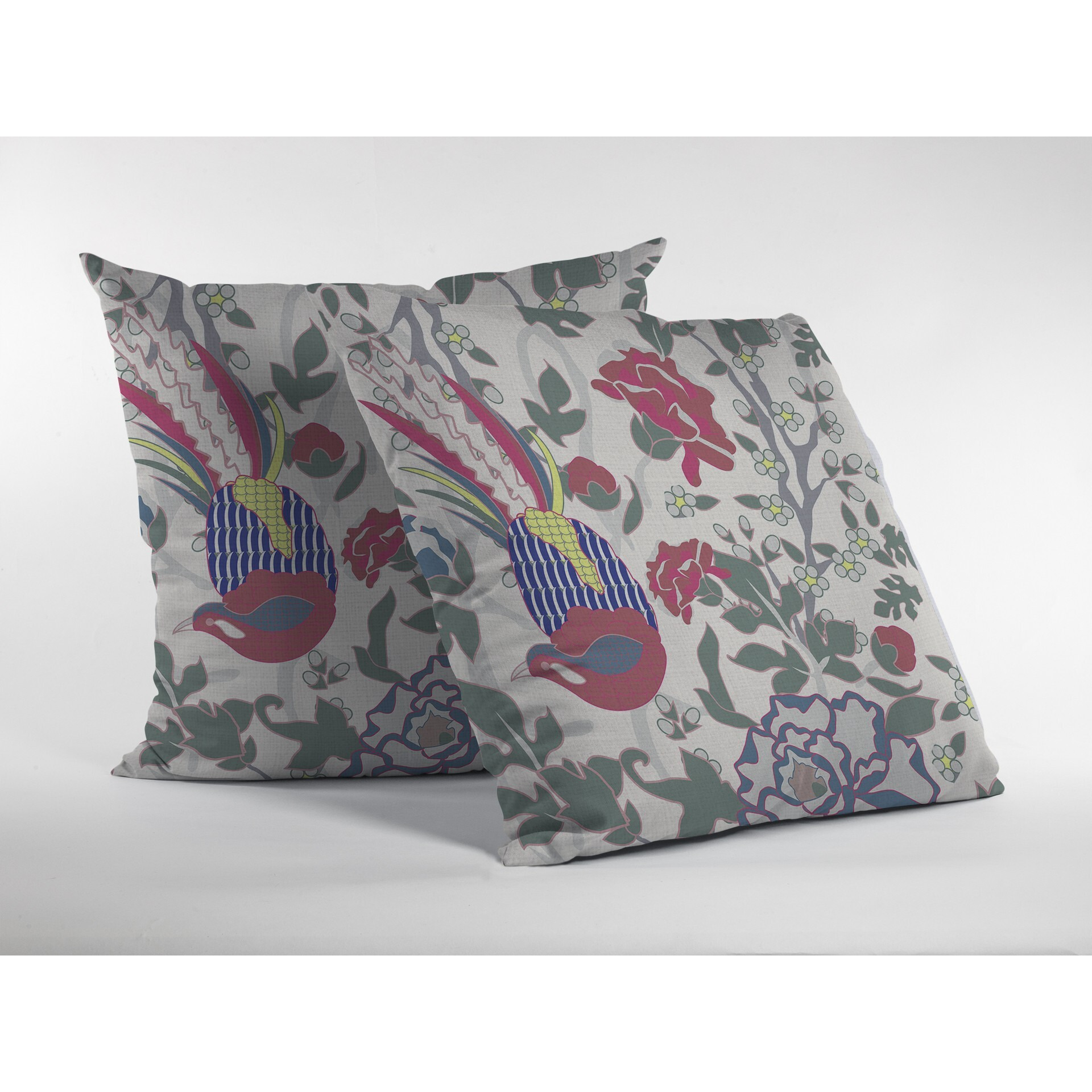 16 Pink Sage Peacock Zippered Suede Throw Pillow