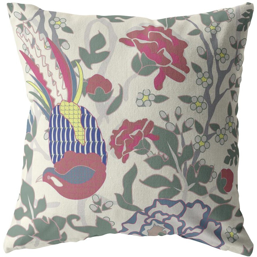 18 Pink Sage Peacock Zippered Suede Throw Pillow