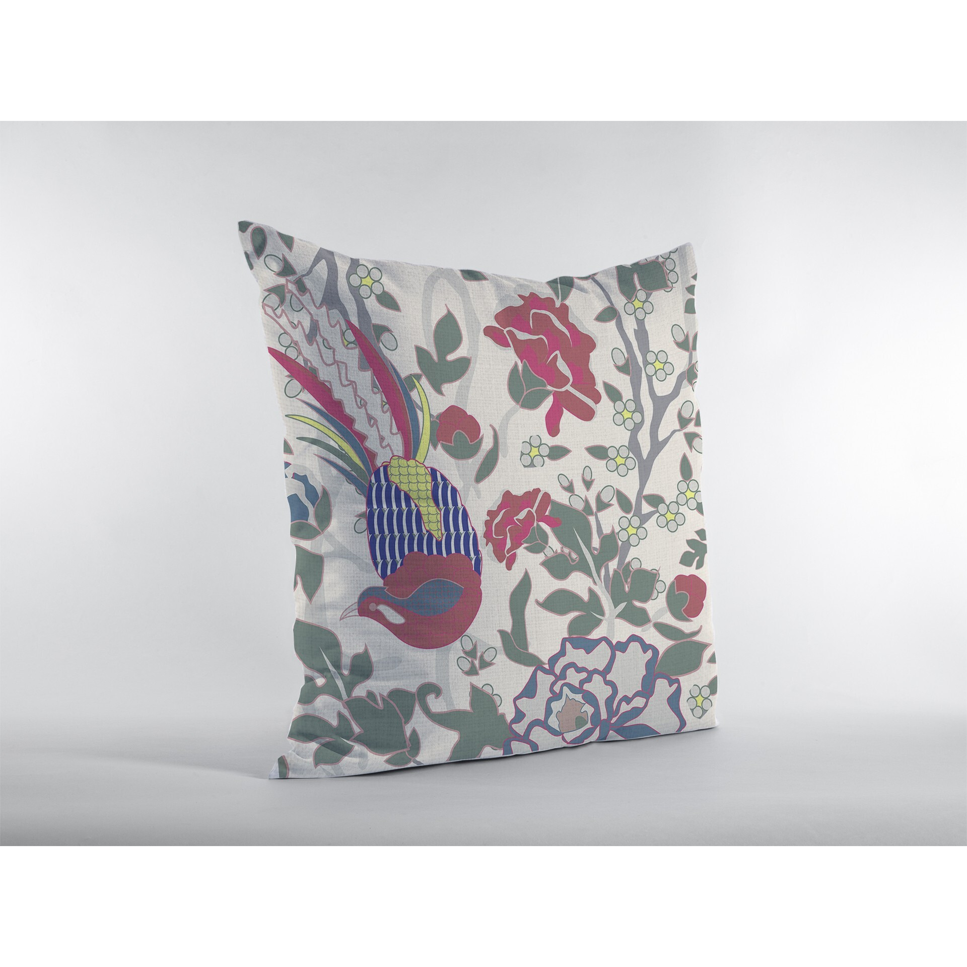 18 Pink Sage Peacock Zippered Suede Throw Pillow