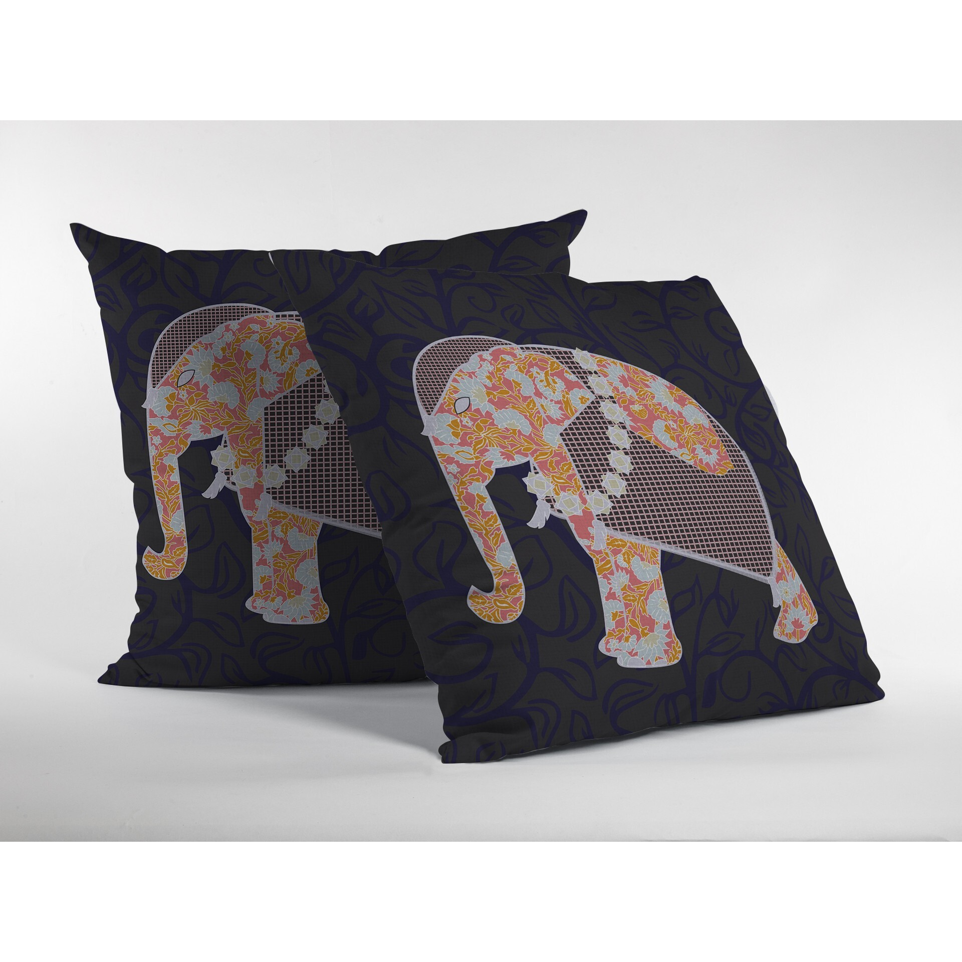 16 Orange Elephant Zippered Suede Throw Pillow