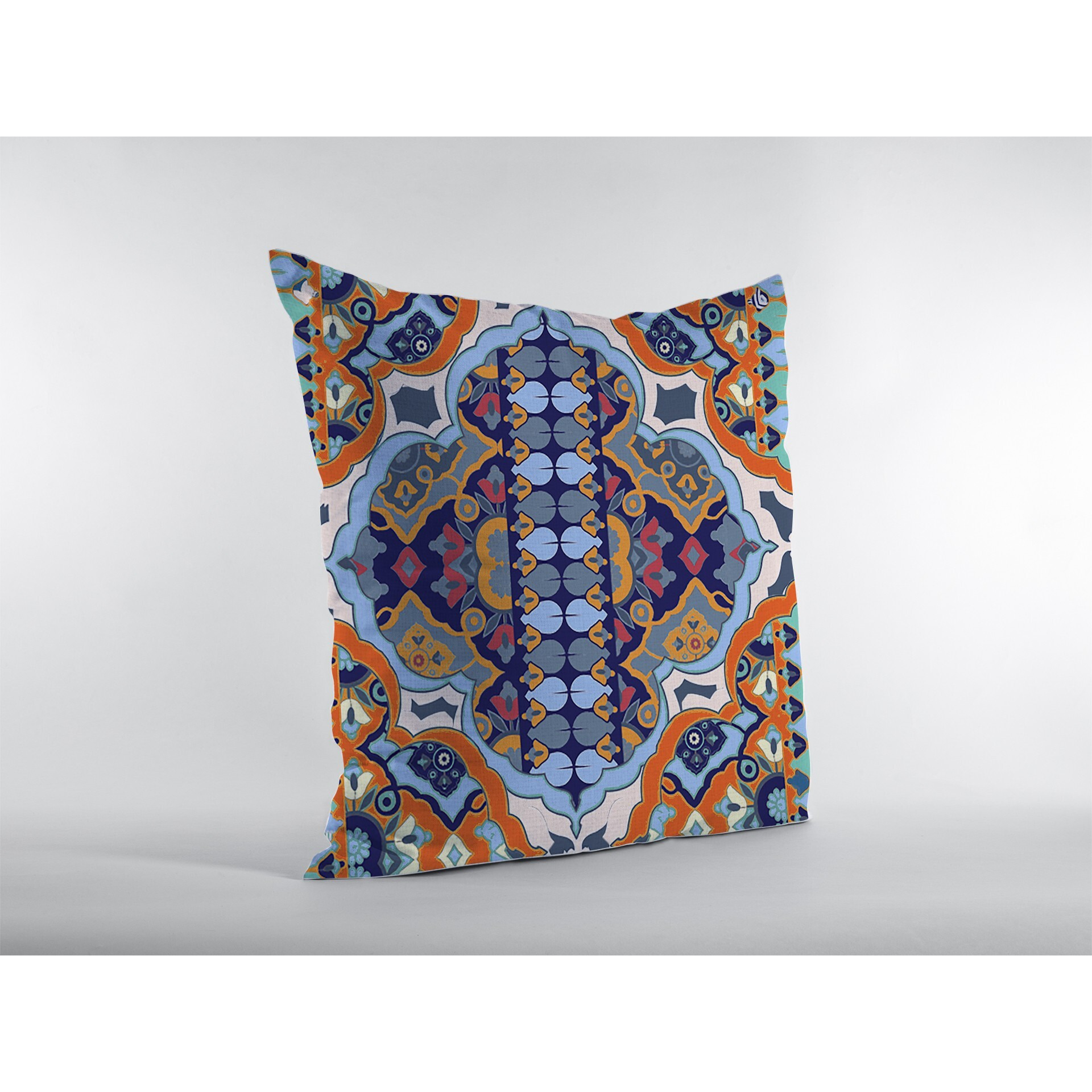18"" Orange Blue Boho Zippered Suede Throw Pillow