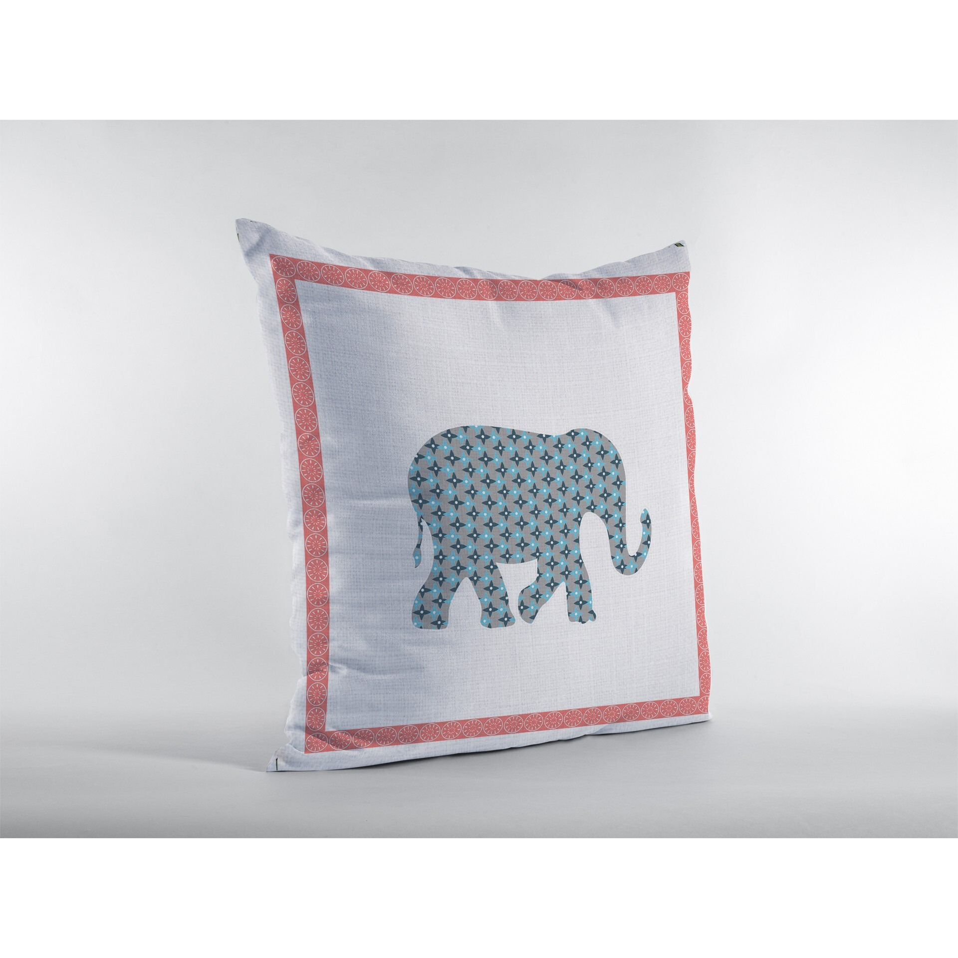 18 Blue Pink Elephant Zippered Suede Throw Pillow