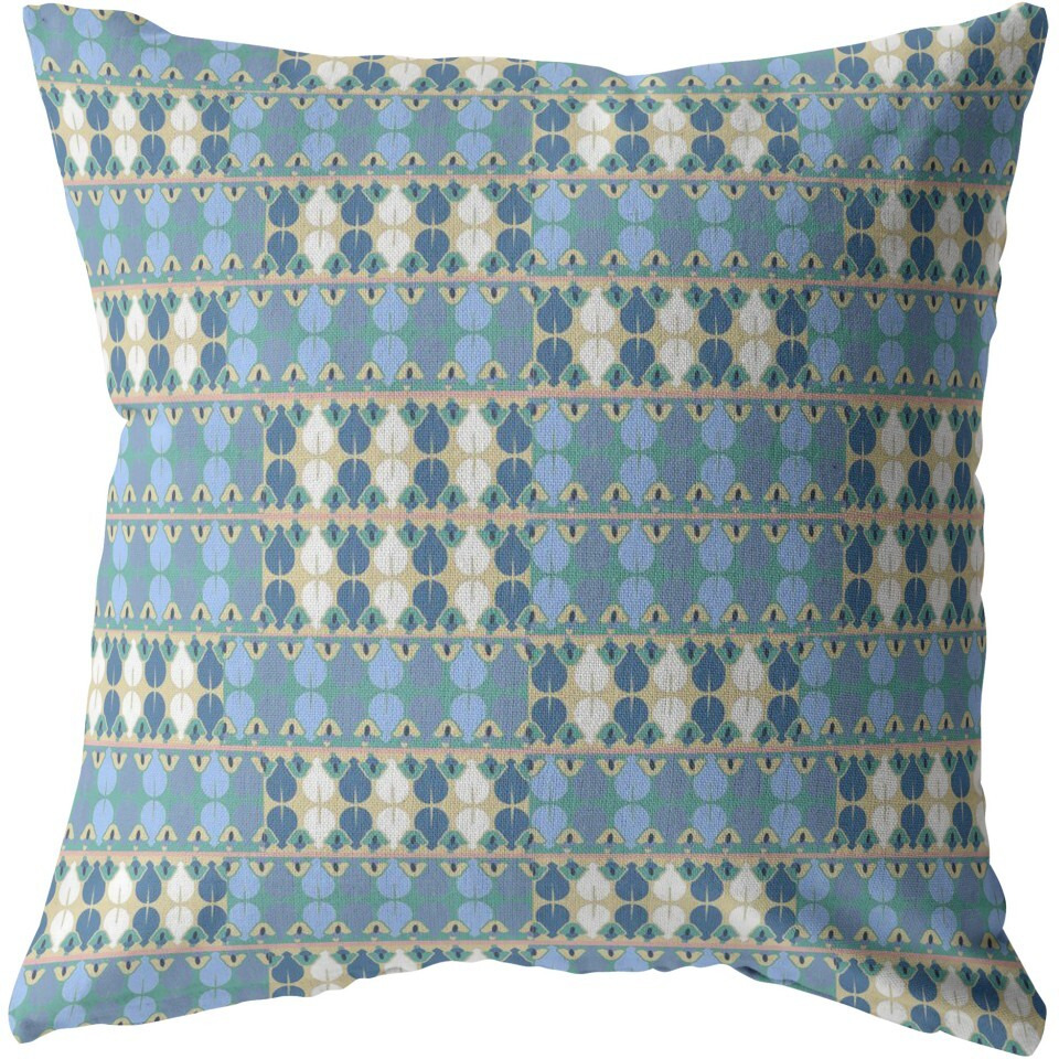 18"" Blue Cream Spades Zippered Suede Throw Pillow