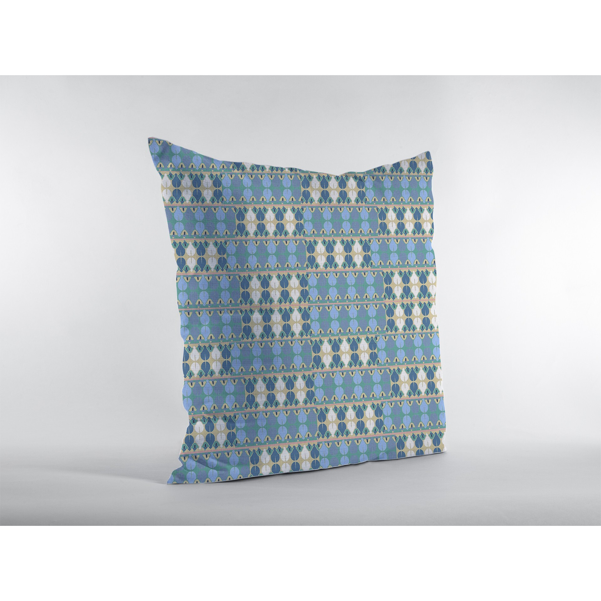 18"" Blue Cream Spades Zippered Suede Throw Pillow
