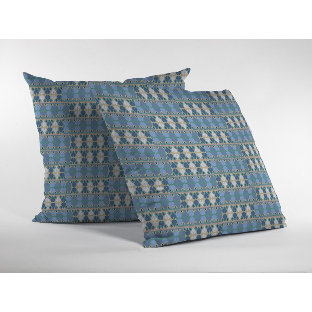 18"" Blue Cream Spades Zippered Suede Throw Pillow