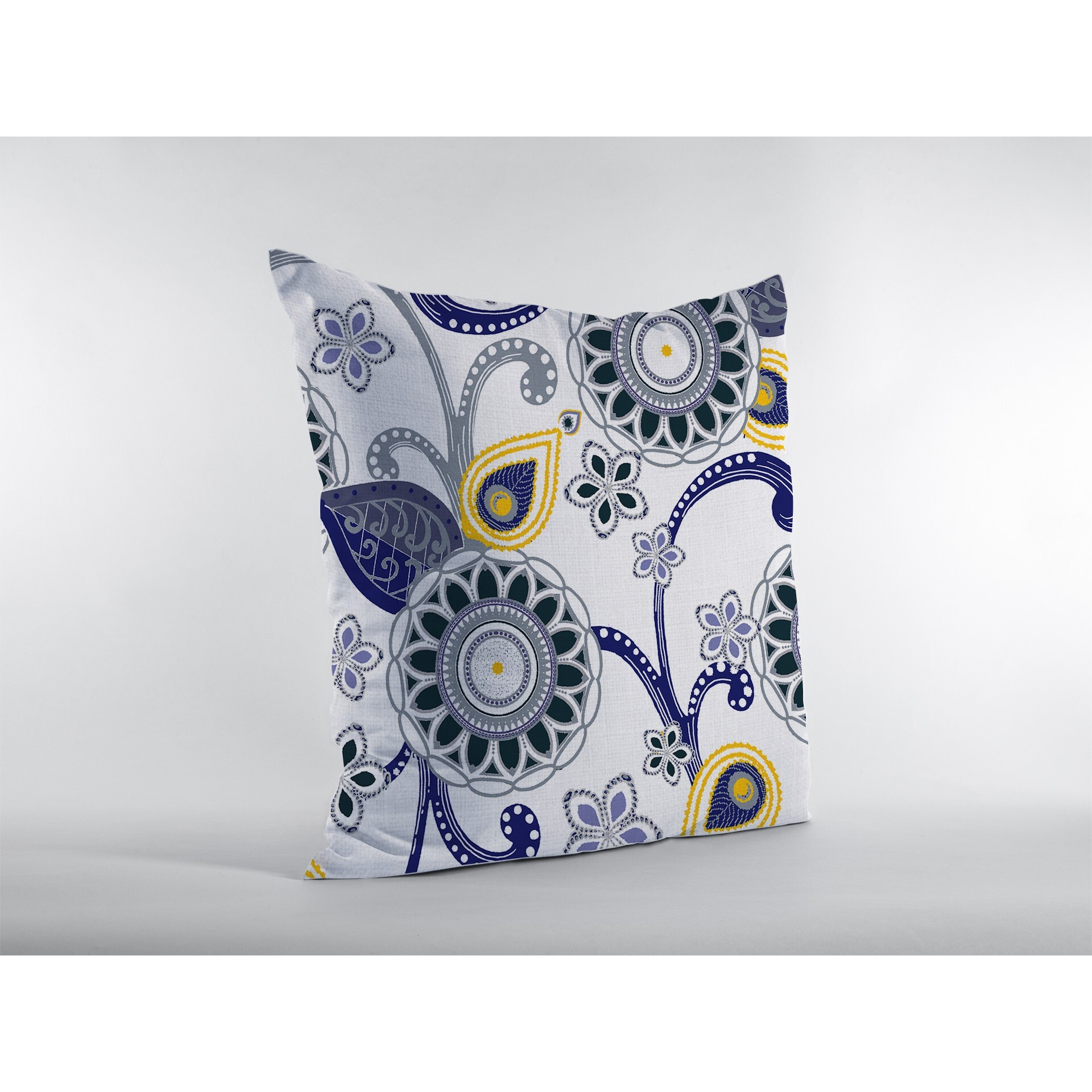 16 Navy White Floral Suede Zippered Throw Pillow