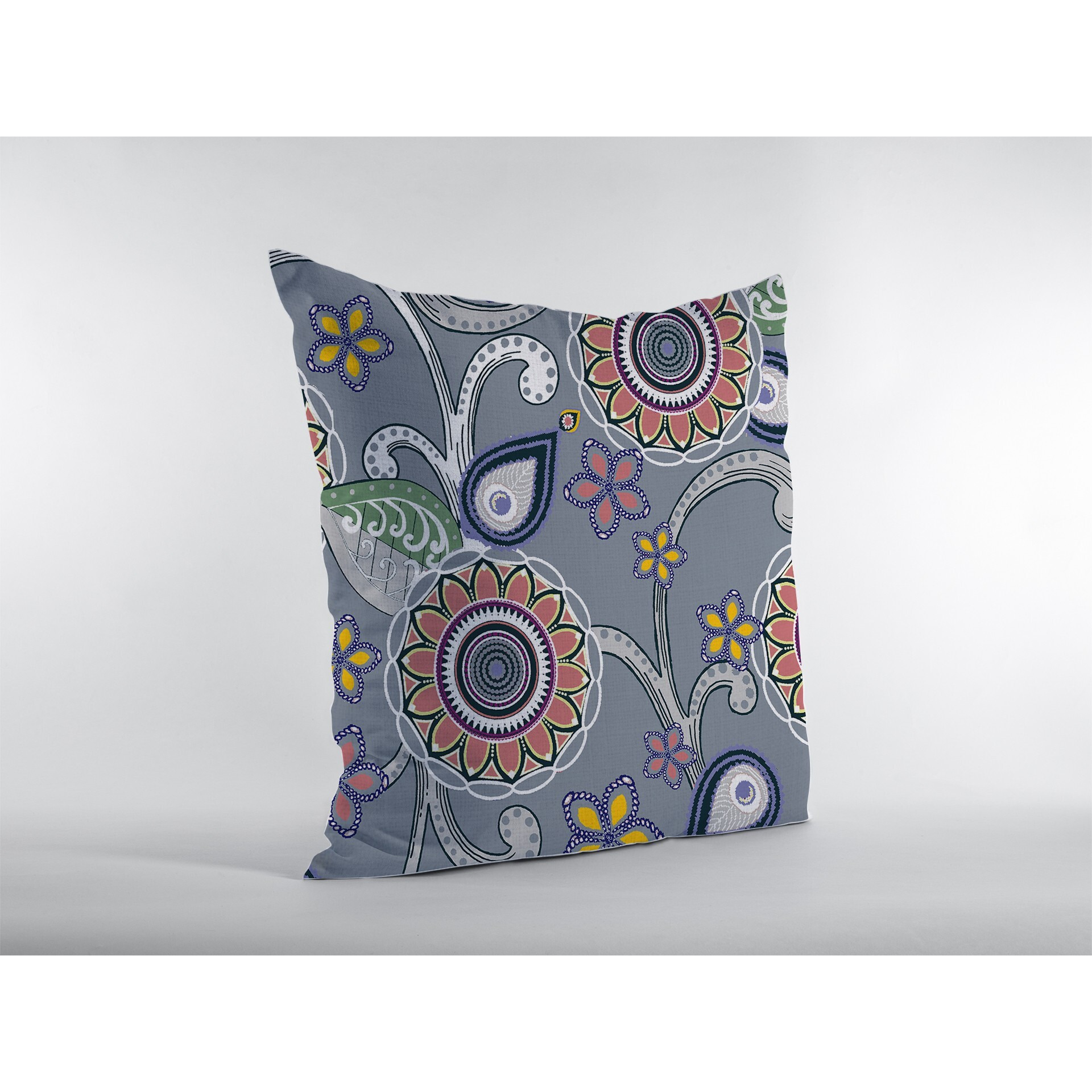 18 Gray Pink Floral Suede Zippered Throw Pillow