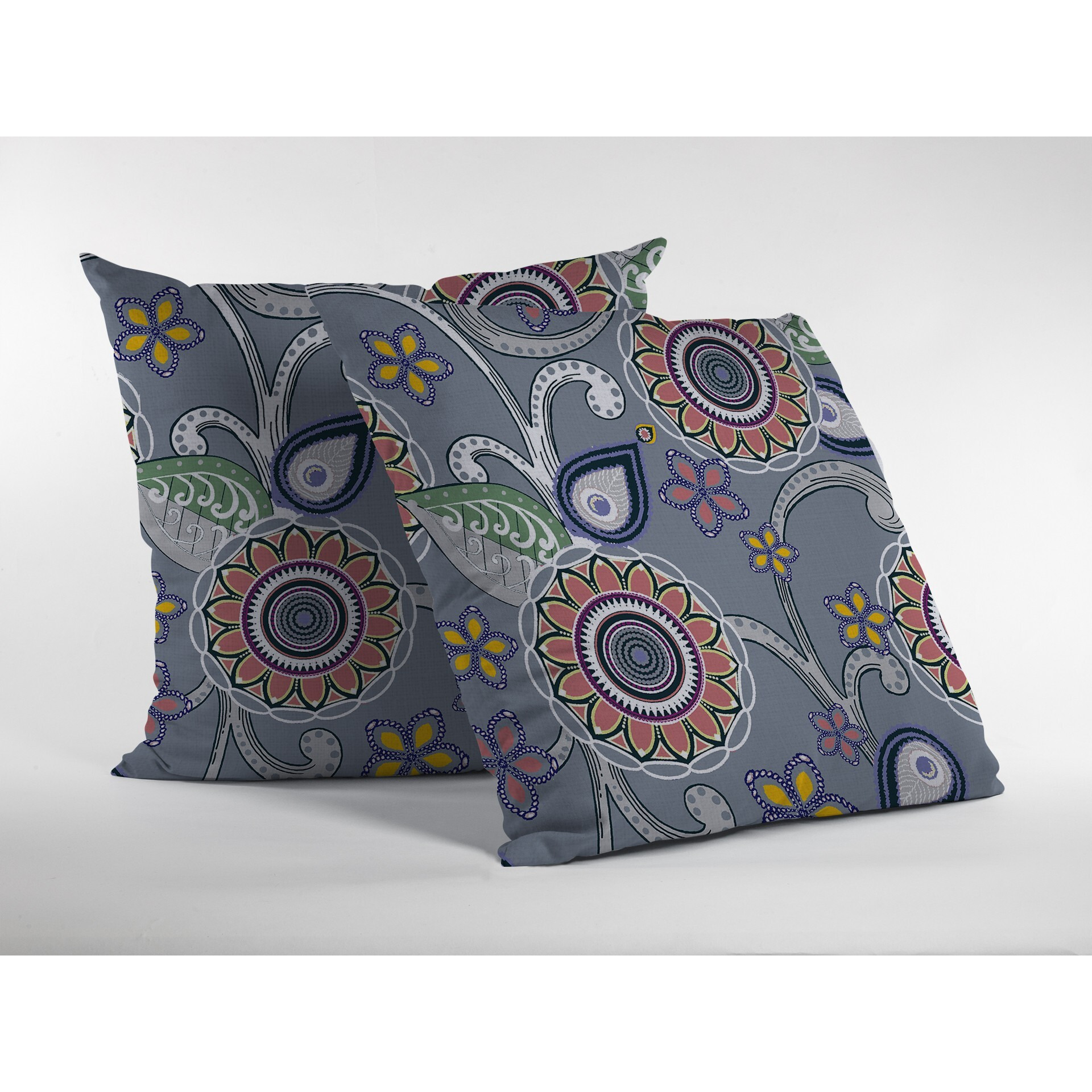 18 Gray Pink Floral Suede Zippered Throw Pillow