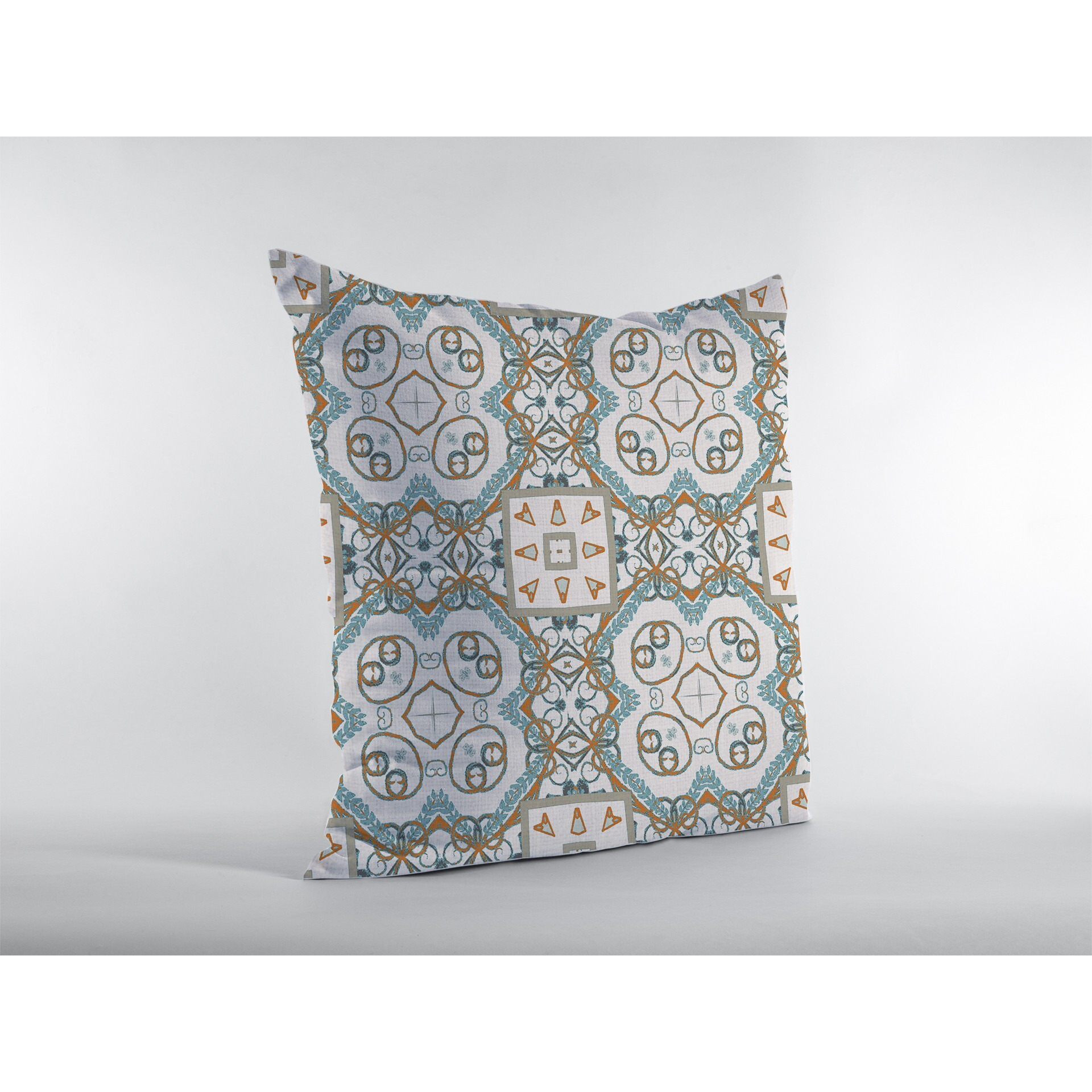 18 Blue Orange Mandala Zippered Suede Throw Pillow