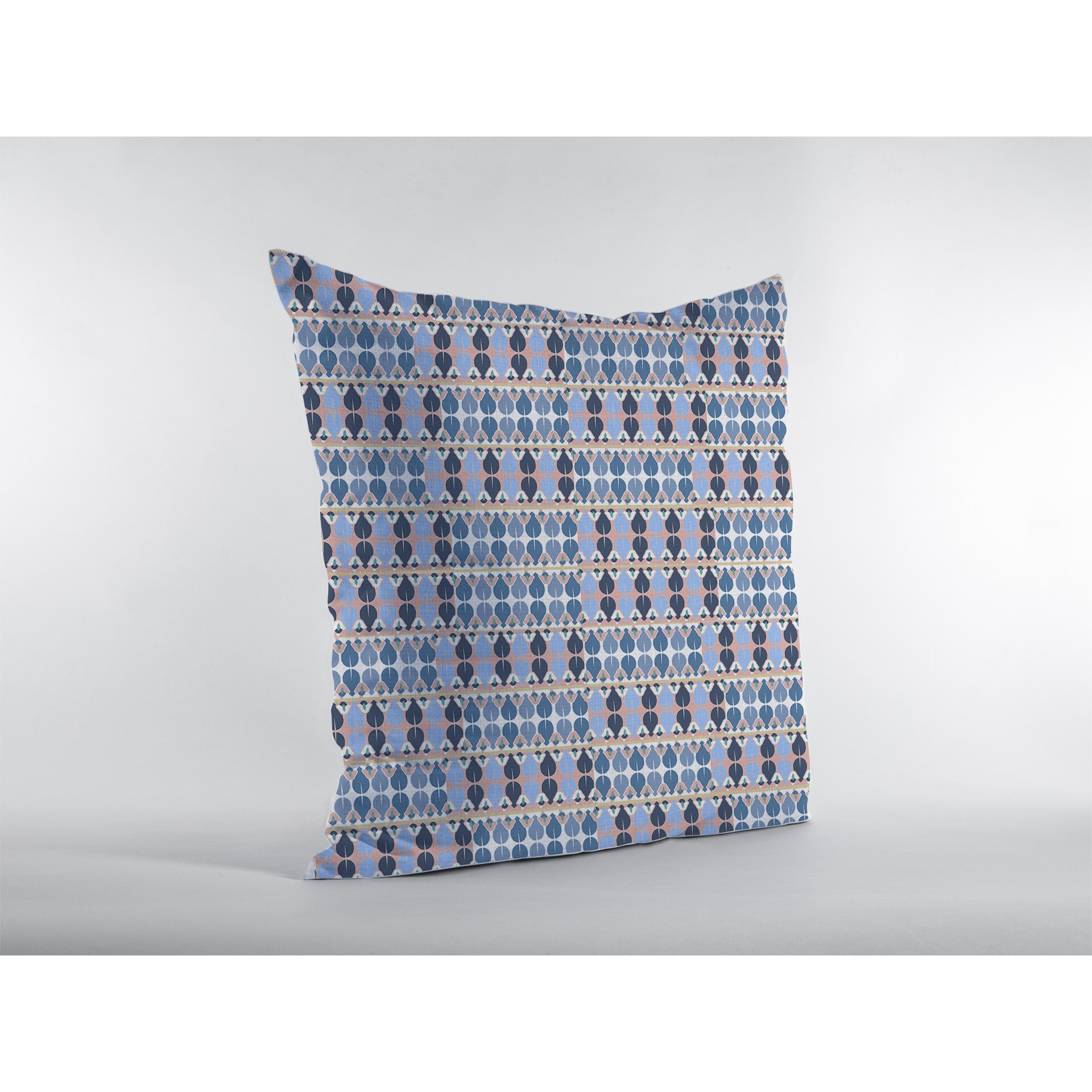 18"" Blue Gray Spades Zippered Suede Throw Pillow