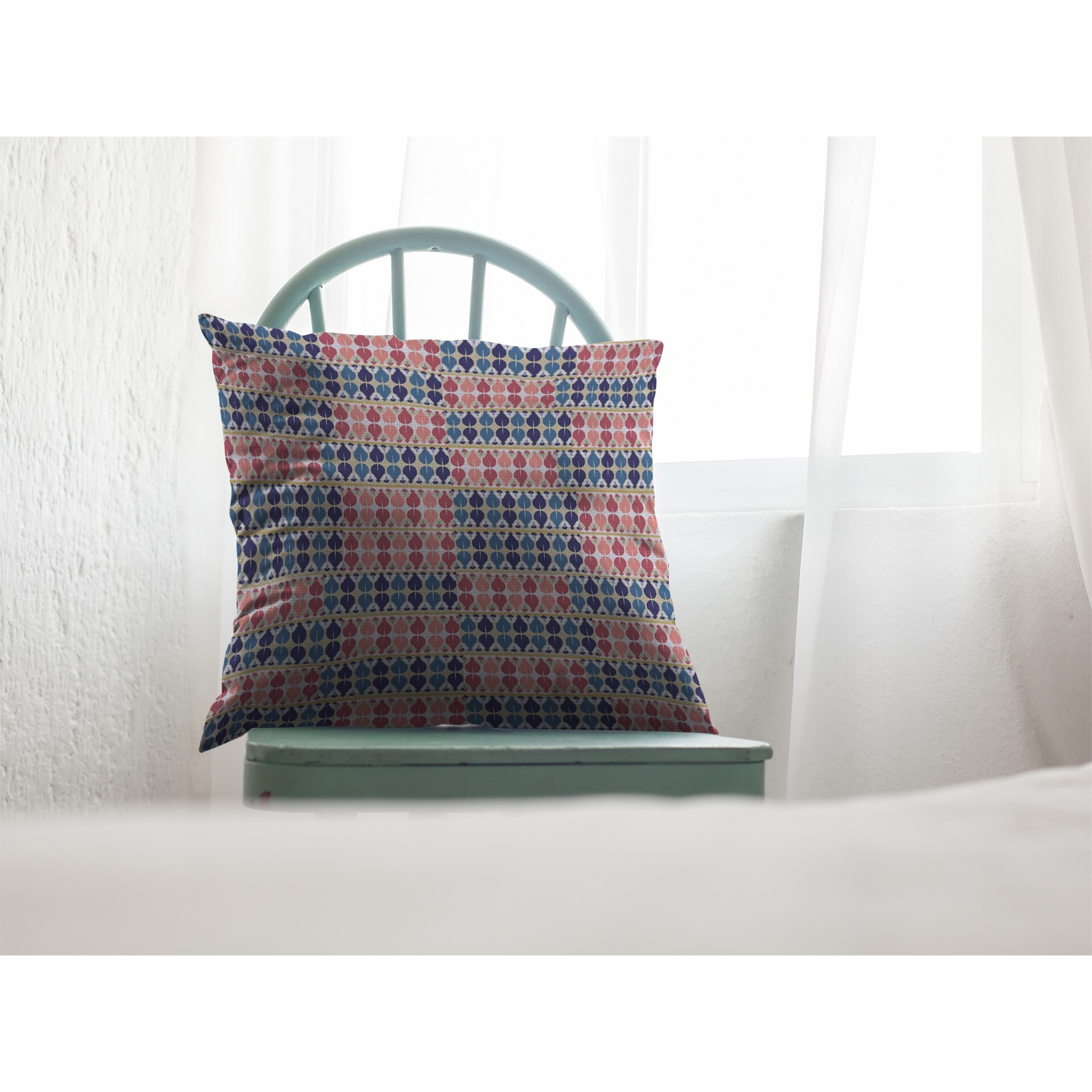 16"" Red Blue Spades Zippered Suede Throw Pillow