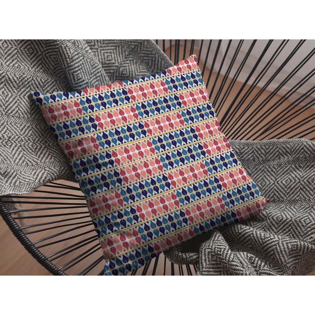 18"" Red Blue Spades Zippered Suede Throw Pillow