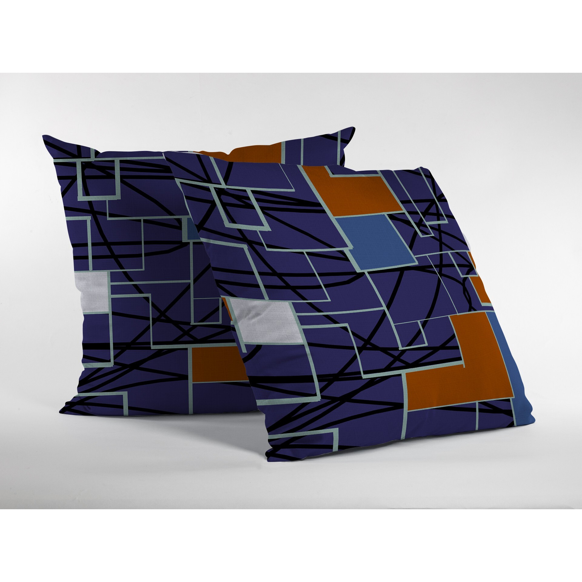 16"" Navy Puzzle Piece Zippered Suede Throw Pillow