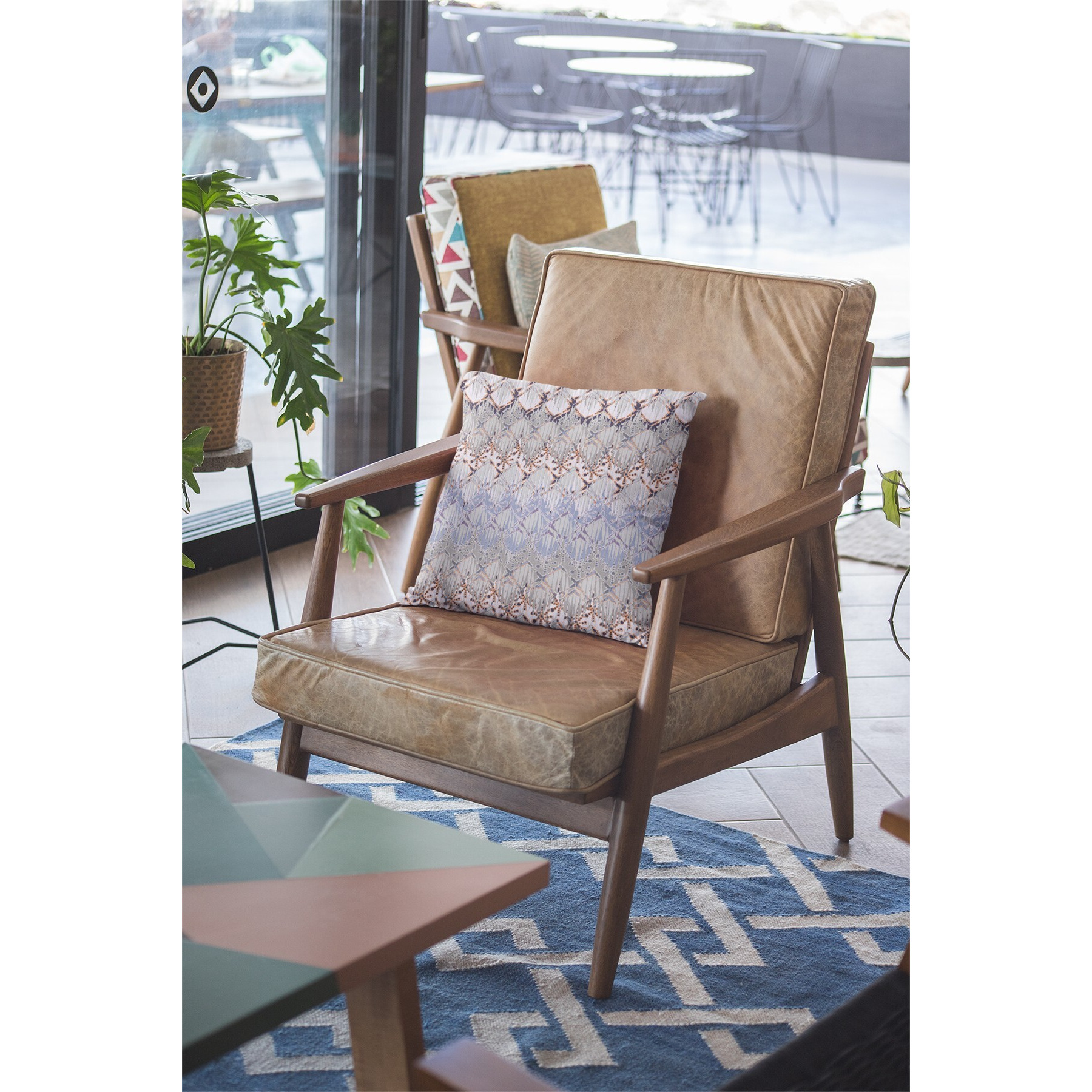 18 Orange Gray Hatch Zippered Suede Throw Pillow