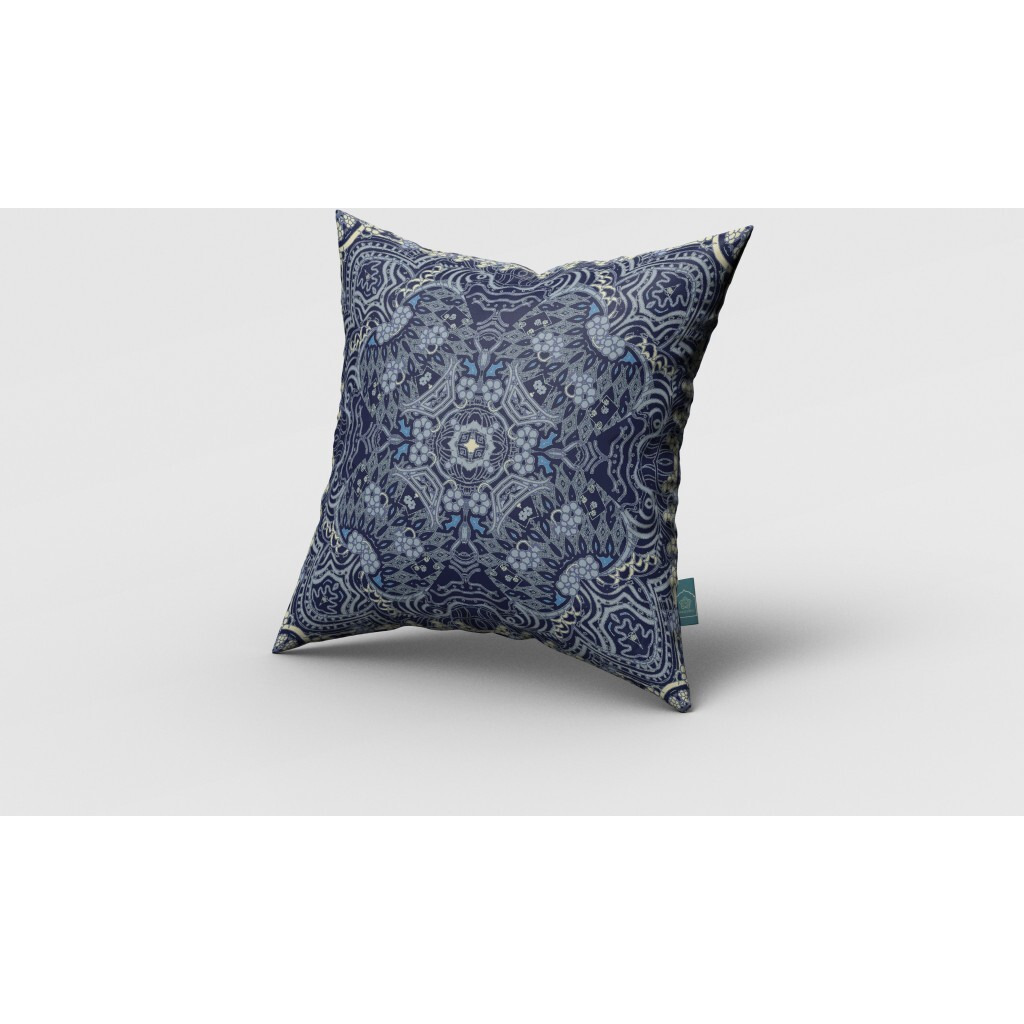 16 Indigo Boho Ornate Zippered Suede Throw Pillow