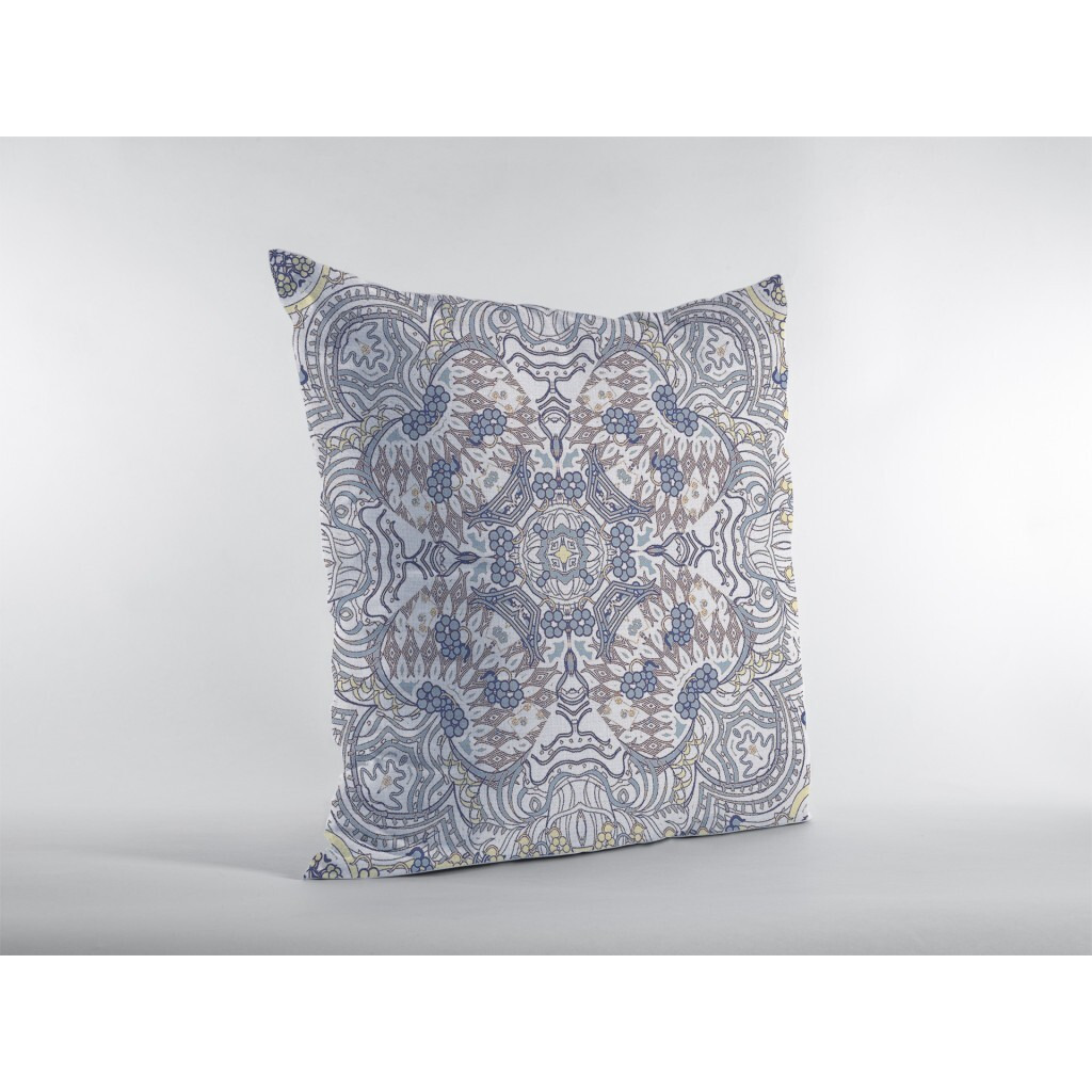 18 Yellow Gray Boho Ornate Zippered Suede Throw Pillow