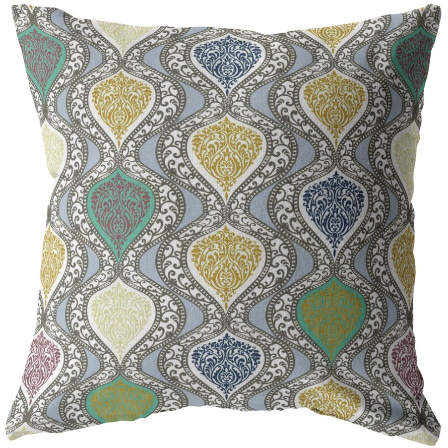 16 Gray Gold Ogee Zippered Suede Throw Pillow