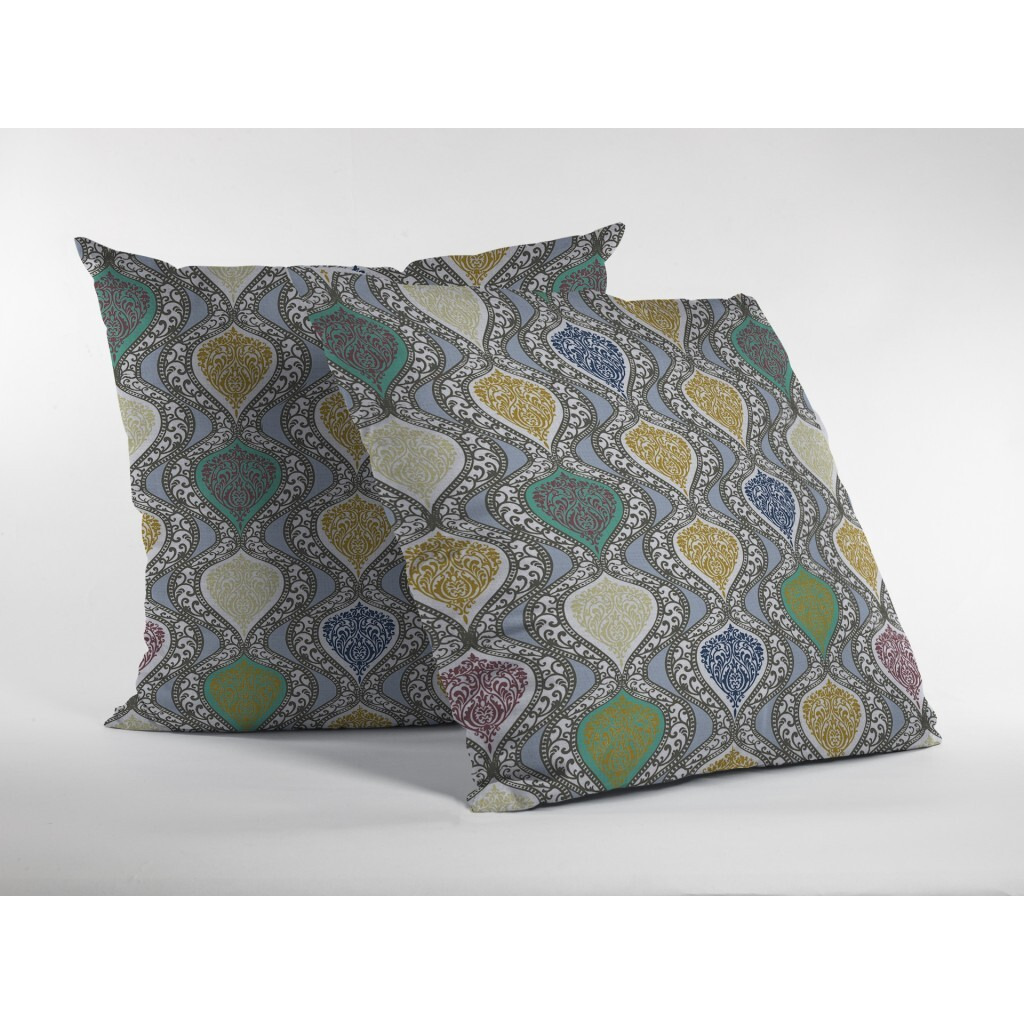 18 Gray Gold Ogee Zippered Suede Throw Pillow
