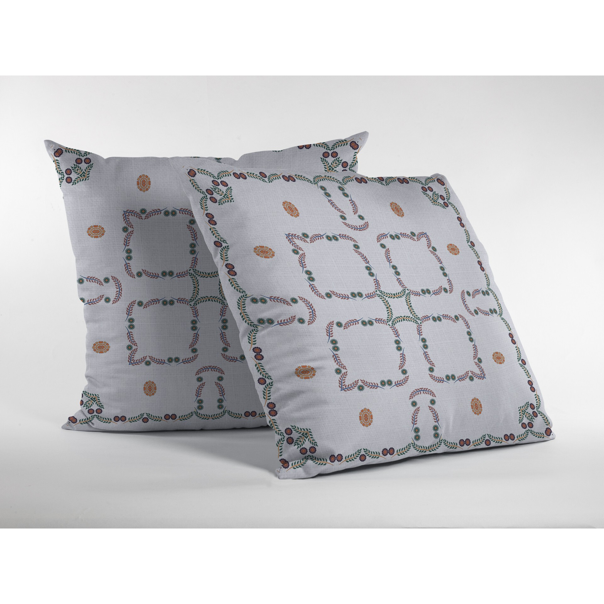 16 White Floral Suede Zippered Throw Pillow