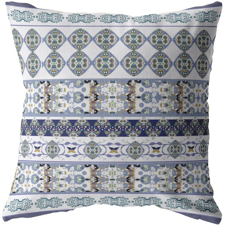 18 Navy White Strips Zippered Suede Throw Pillow