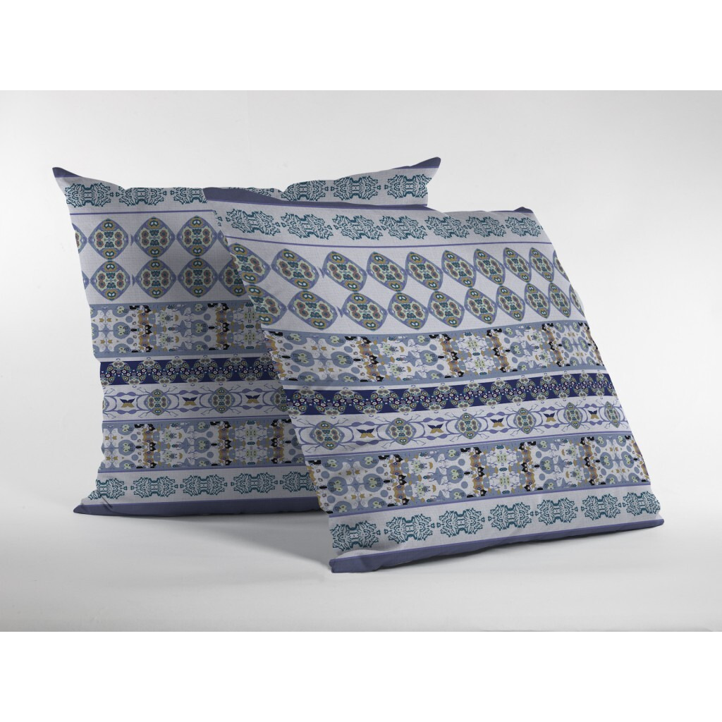 18 Navy White Strips Zippered Suede Throw Pillow