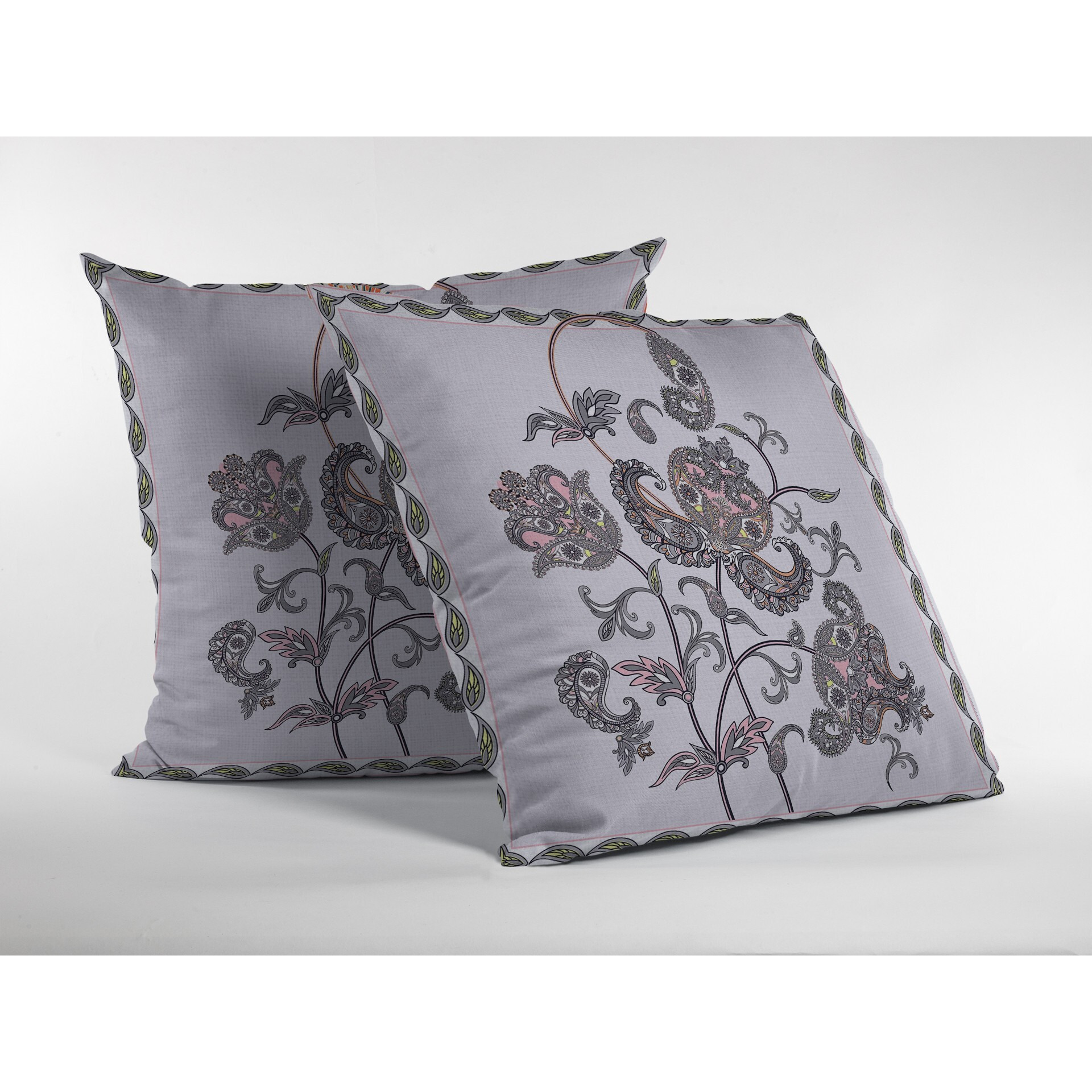 18 Gray White Wildflower Zippered Suede Throw Pillow
