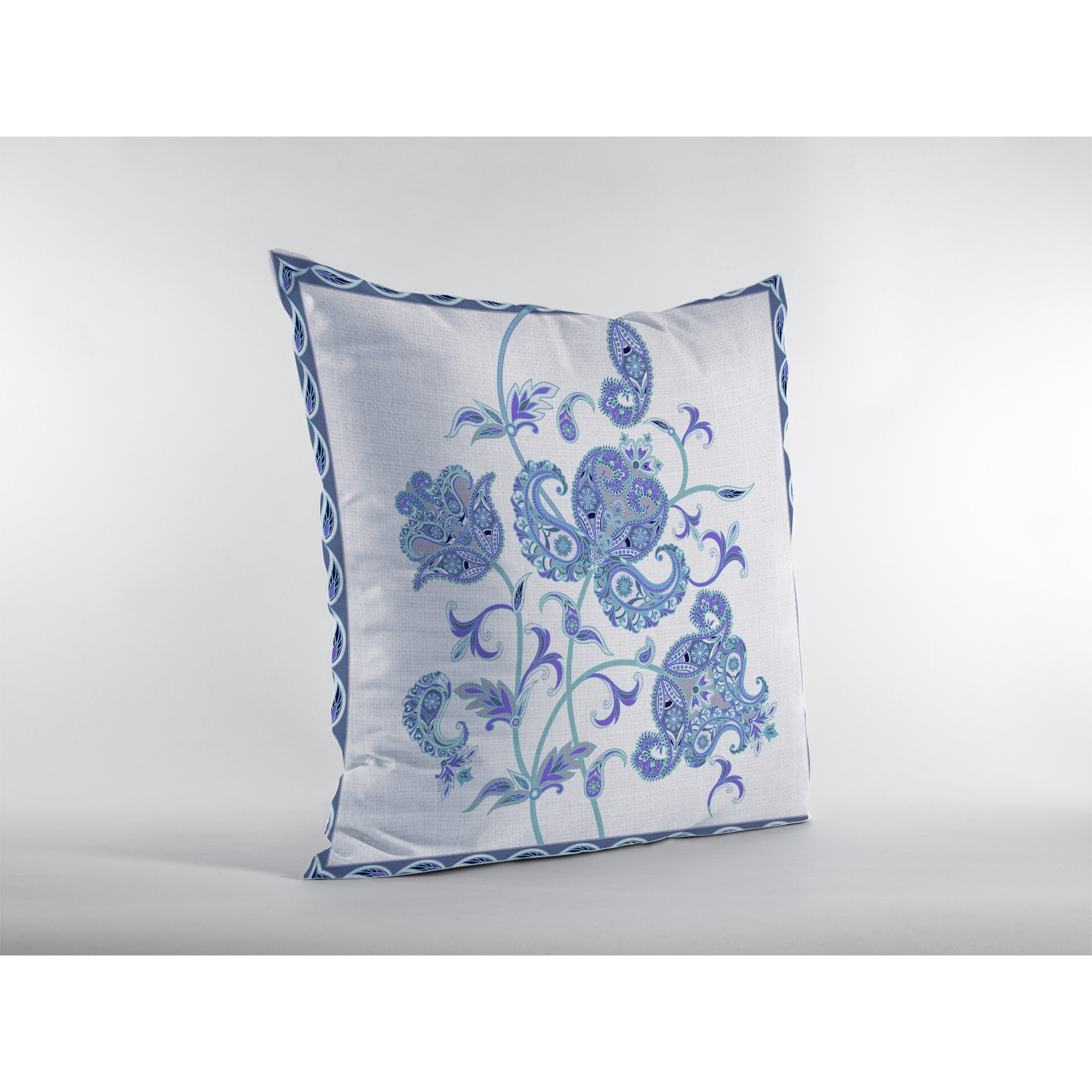 18 Blue White Wildflower Zippered Suede Throw Pillow
