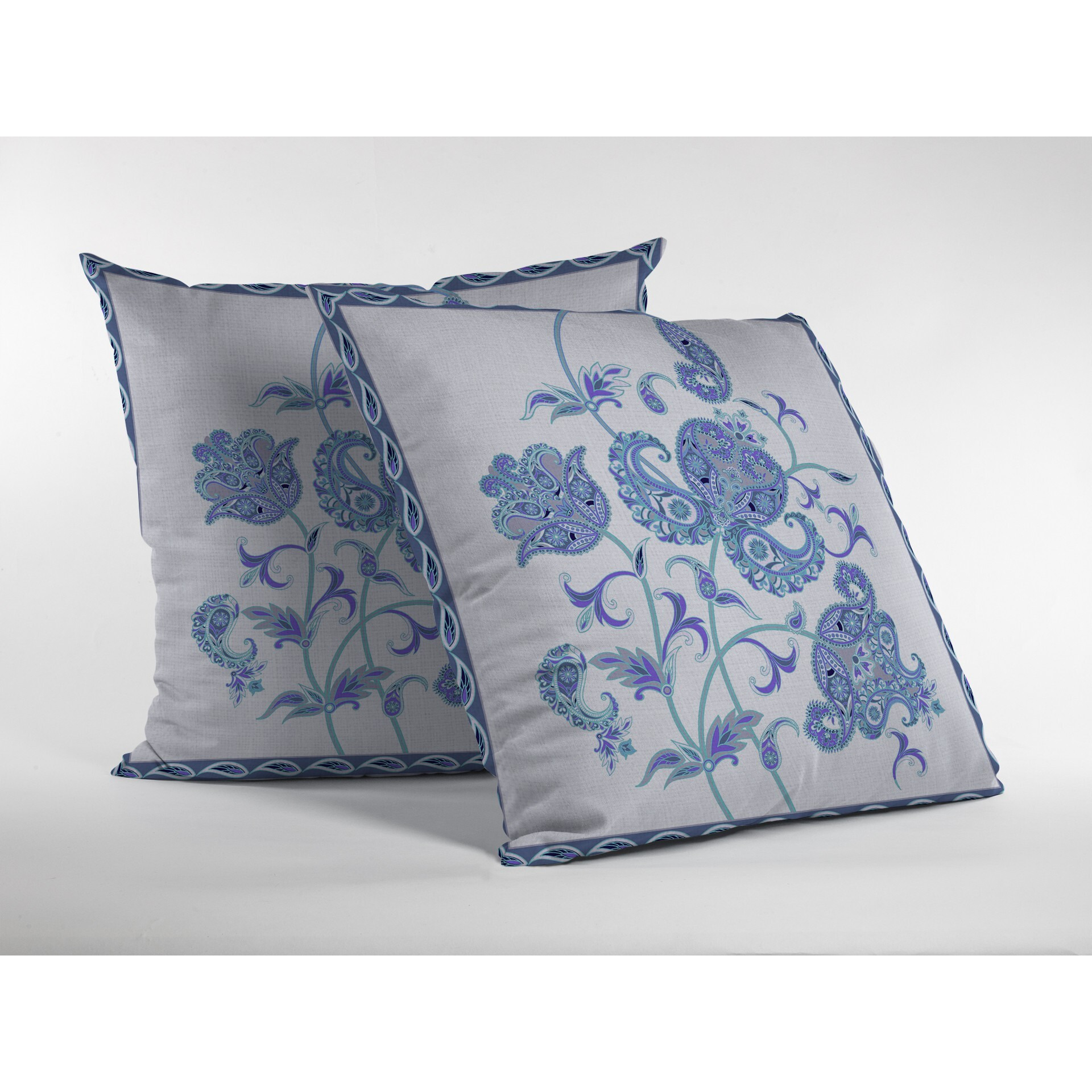 18 Blue White Wildflower Zippered Suede Throw Pillow