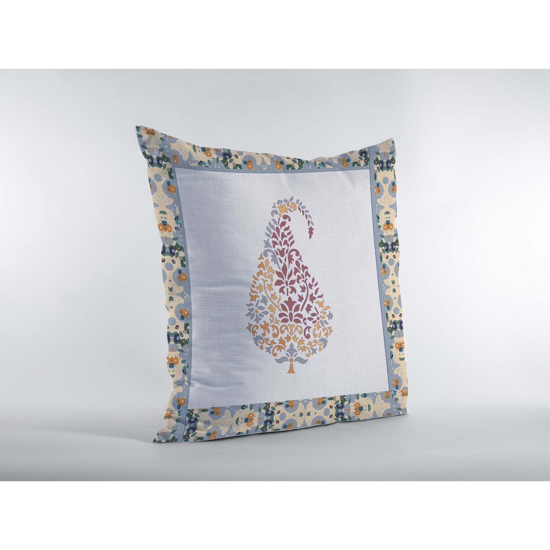 18 Red White Paisley Suede Zippered Throw Pillow