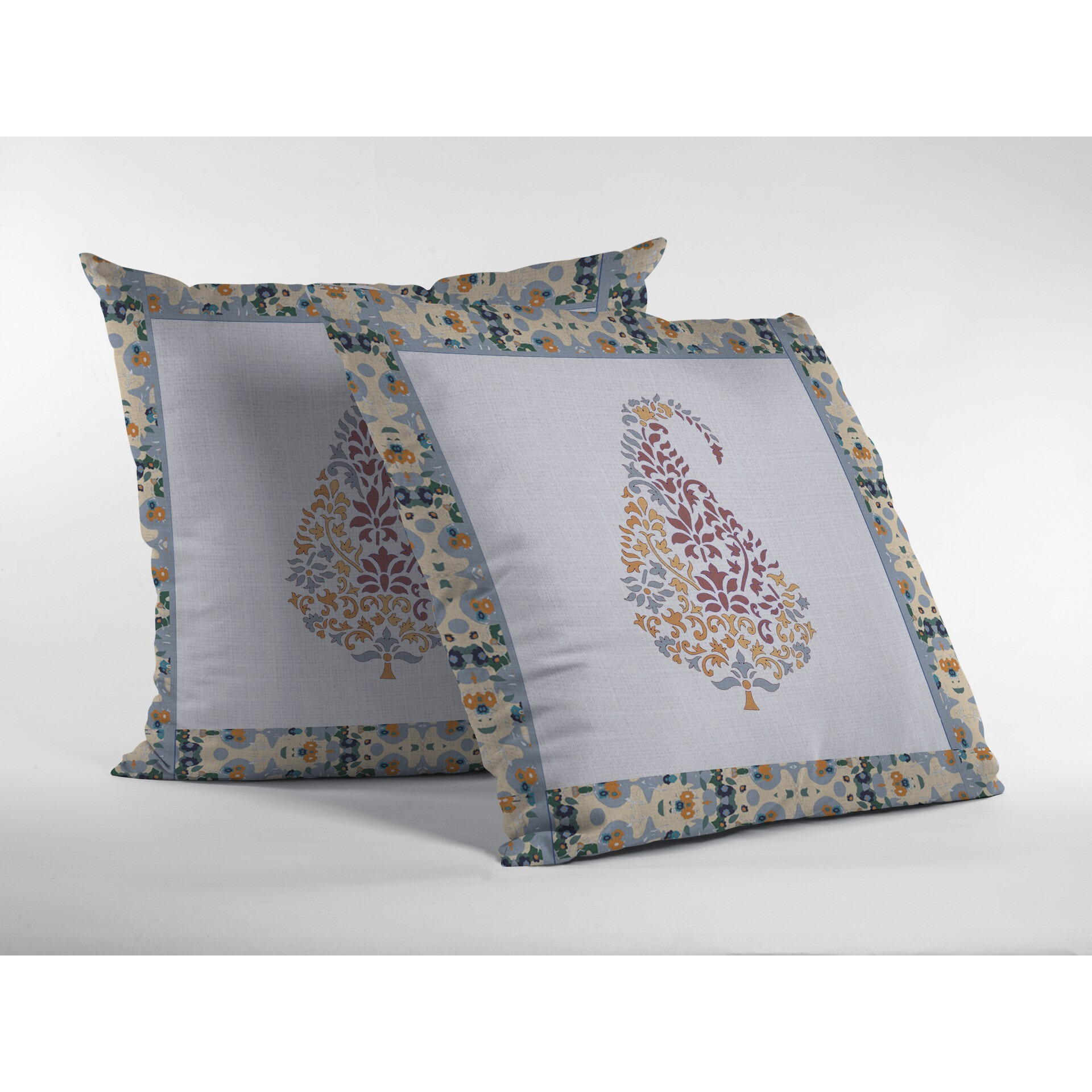 18 Red White Paisley Suede Zippered Throw Pillow