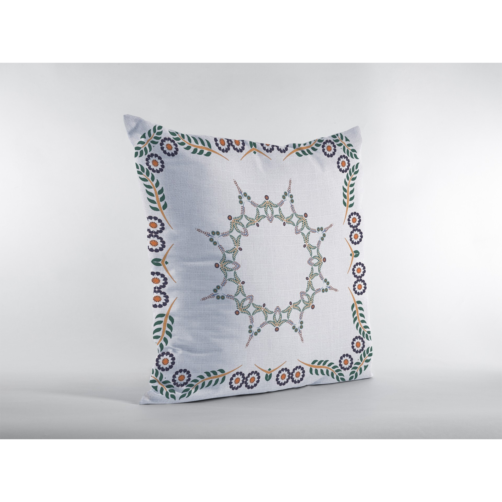 18"&quotX18"" White Zippered Suede Floral Throw Pillow