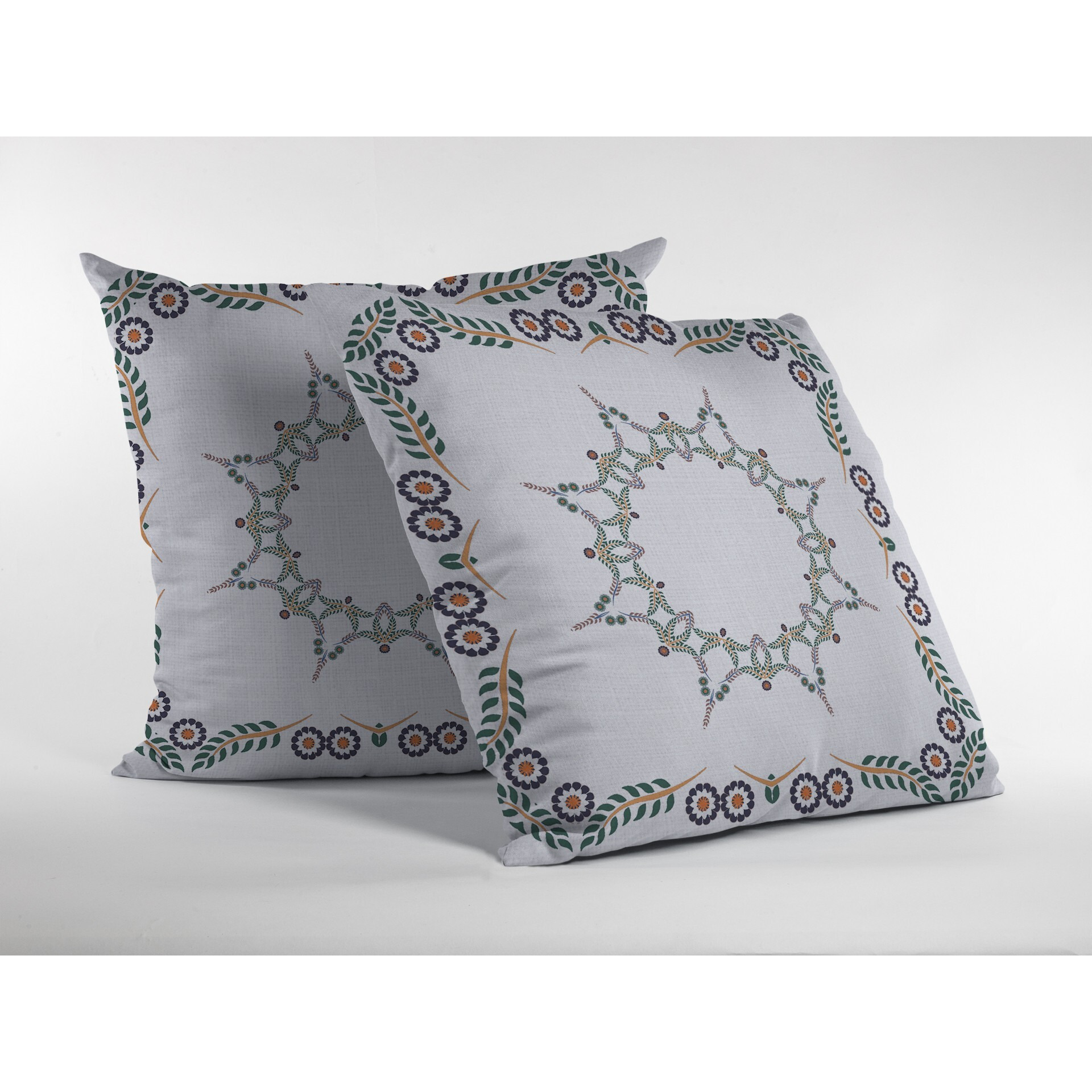 18"&quotX18"" White Zippered Suede Floral Throw Pillow